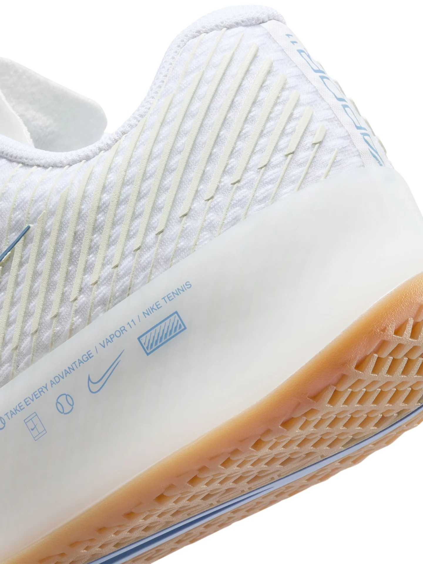 NikeCourt Air Zoom Vapor 11 - White/Light Blue-Sail-Gum- Light Brown - Image 6