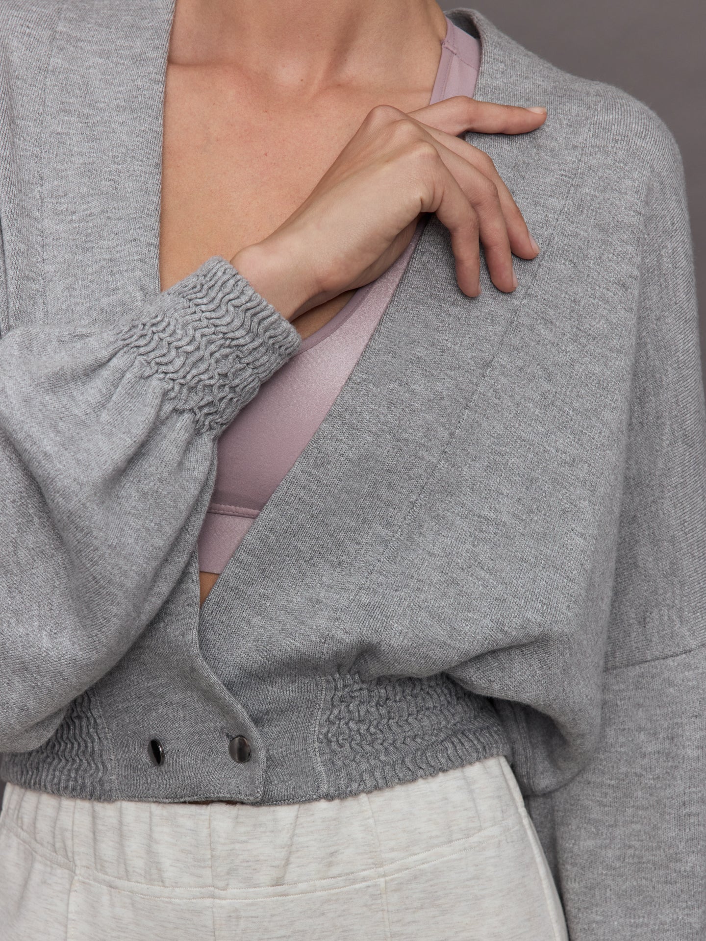 Nomia Cropped Cardigan - Heather Grey - Image 5