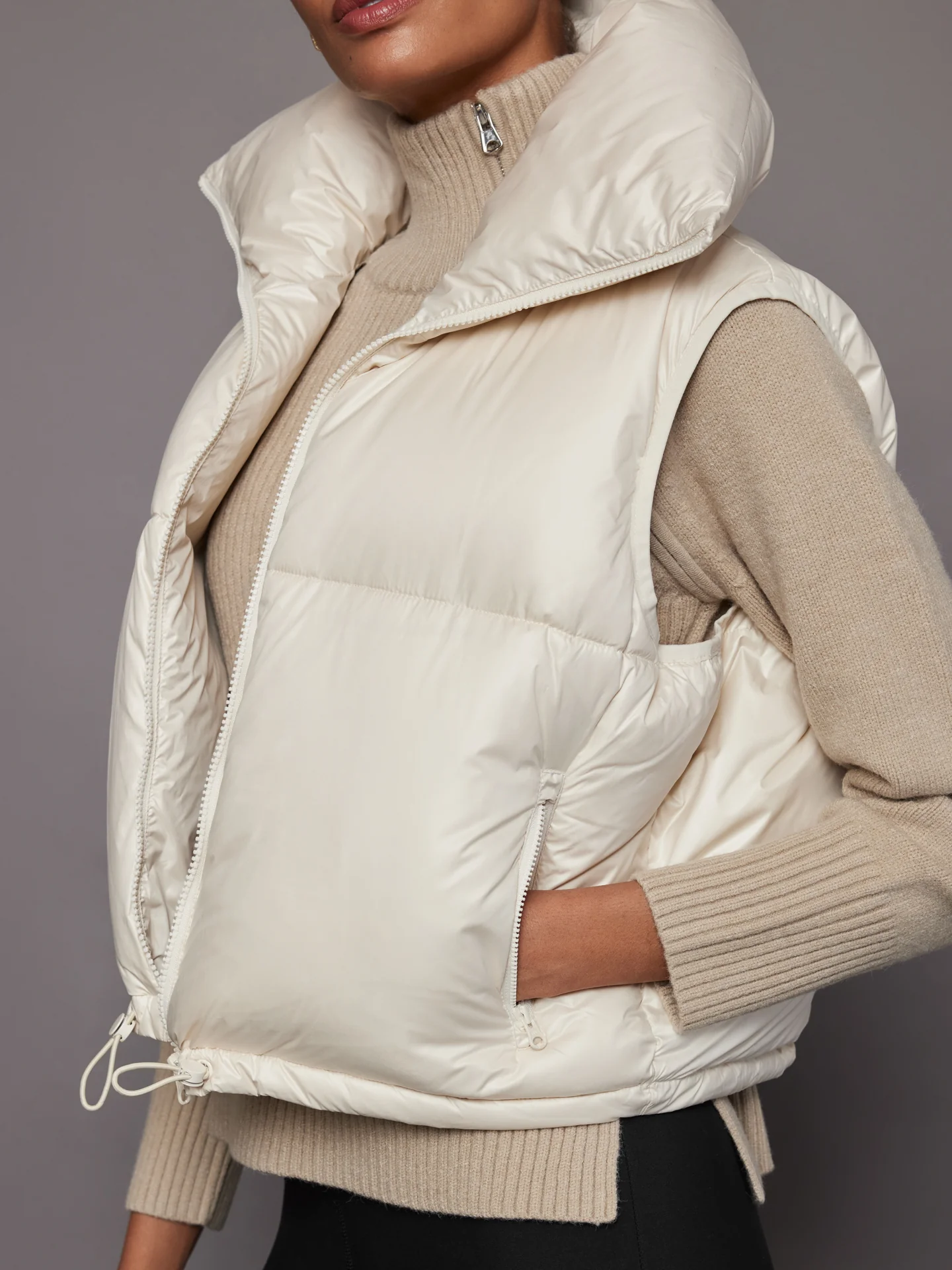 Nylon Puffer Vest - White - Image 4