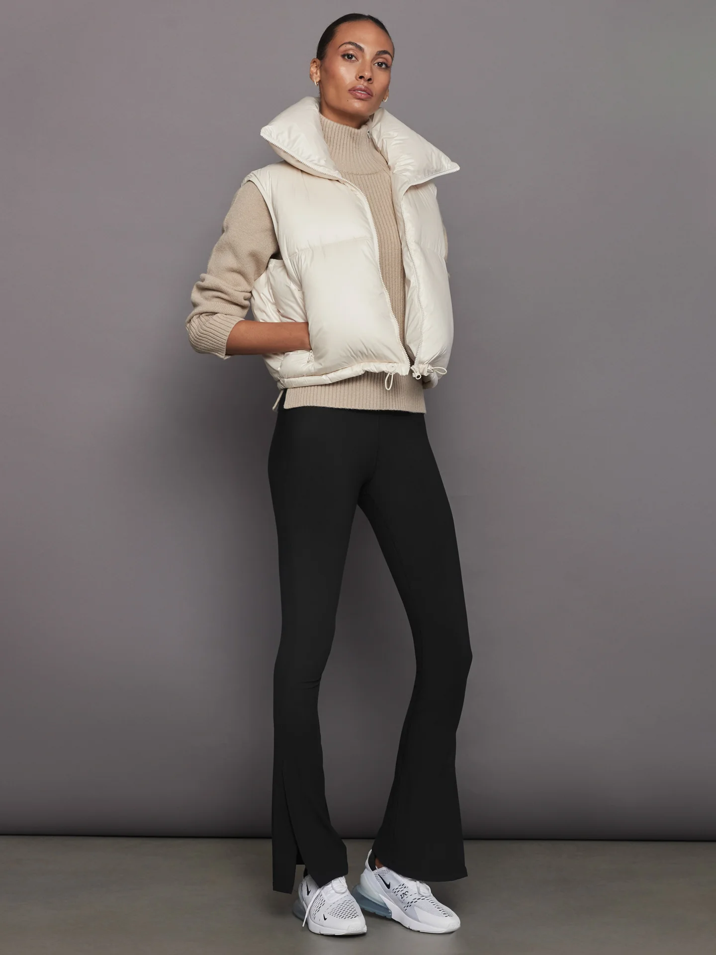 Nylon Puffer Vest - White - Image 5