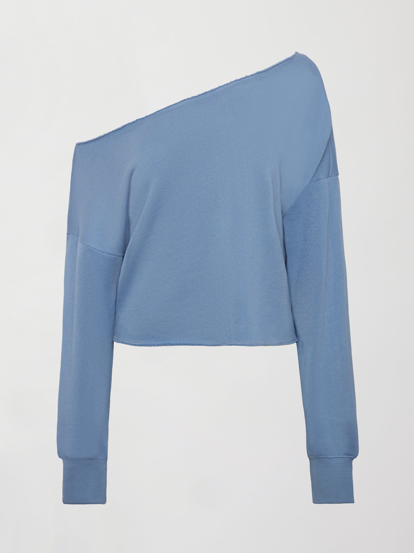 Off Shoulder Raw Edge Sweatshirt in French Terry - Quiet Harbor - Image 7