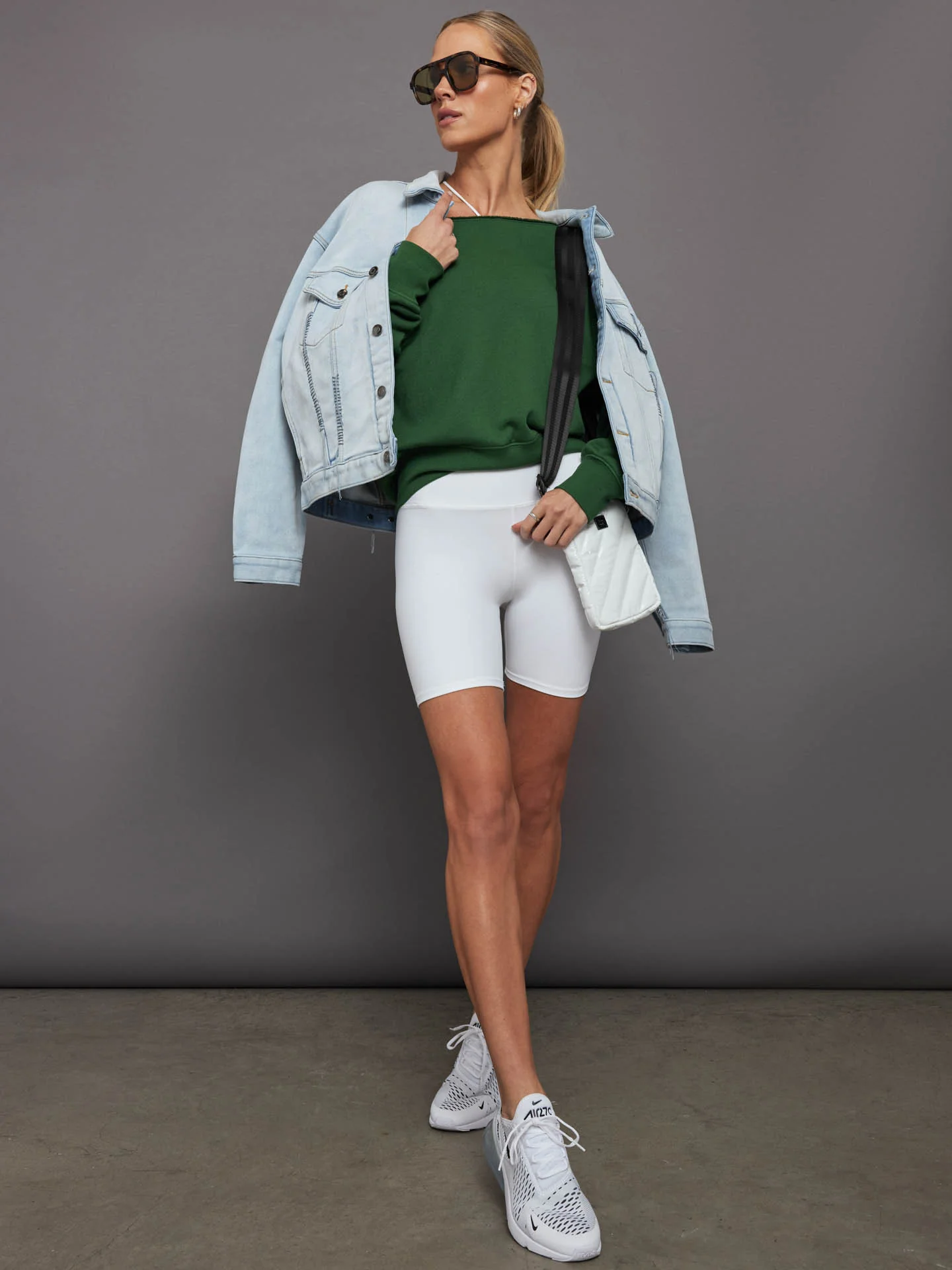 Off Shoulder Sweatshirt in French Terry - Formal Garden - Image 5