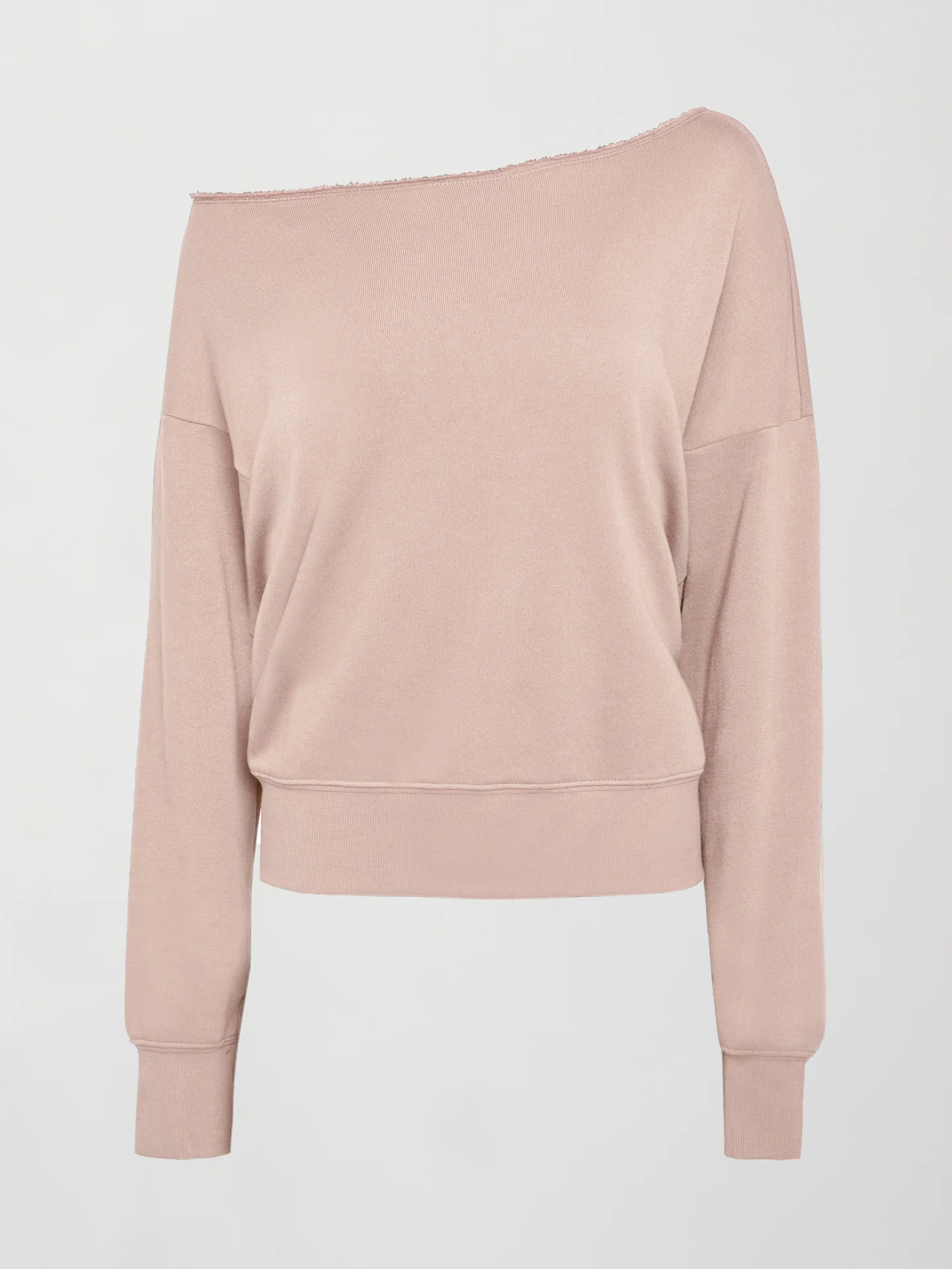 Off Shoulder Sweatshirt in French Terry - Rose Cloud - Image 6
