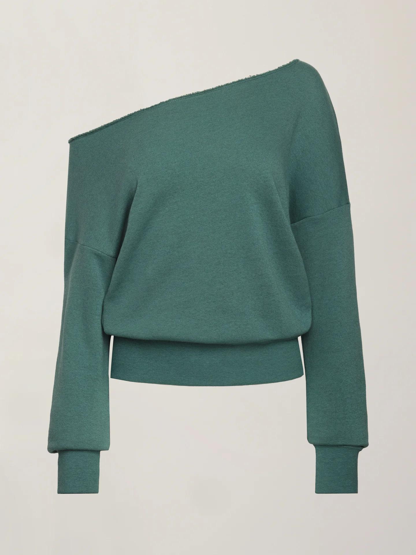 Off Shoulder Sweatshirt in French Terry - Silverpine Heather - Image 6
