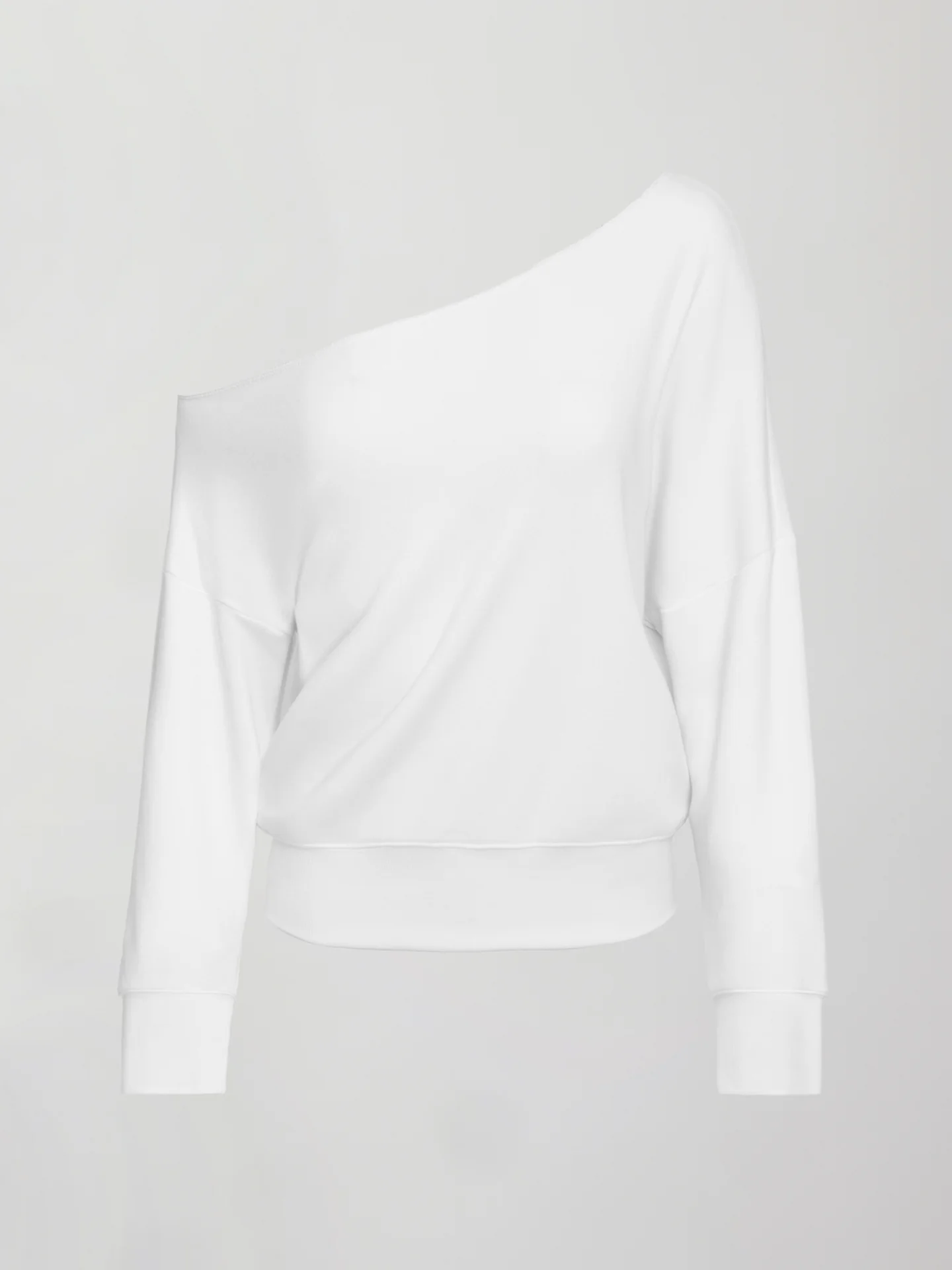 Off Shoulder Sweatshirt in French Terry - White - Image 11