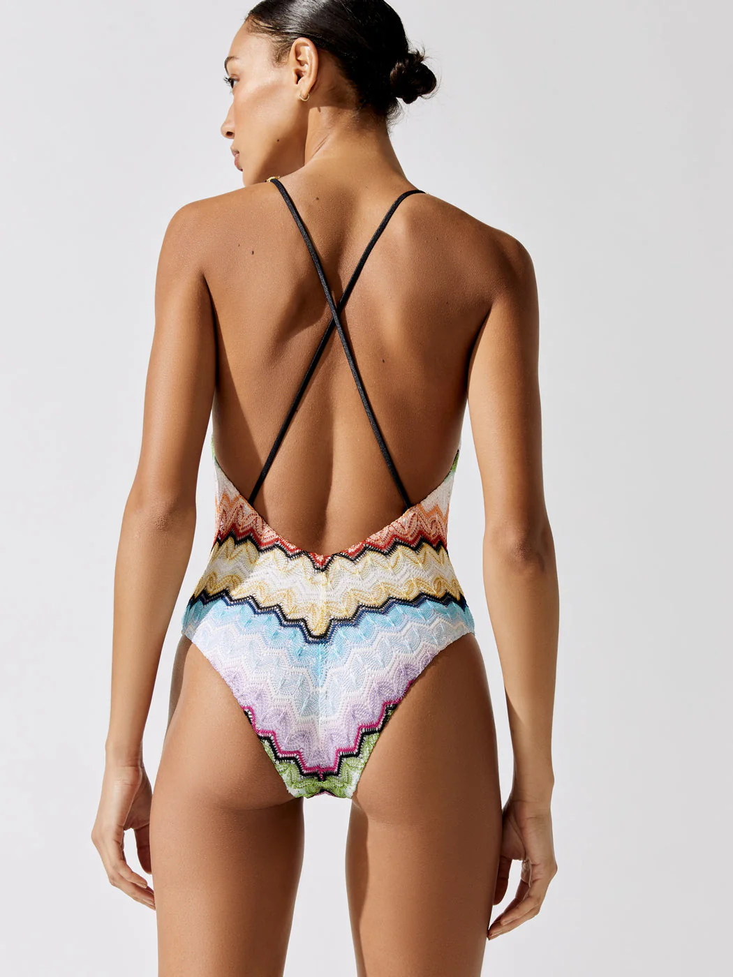 Deep V One Piece Swimsuit - Bright Multicolor - Image 2