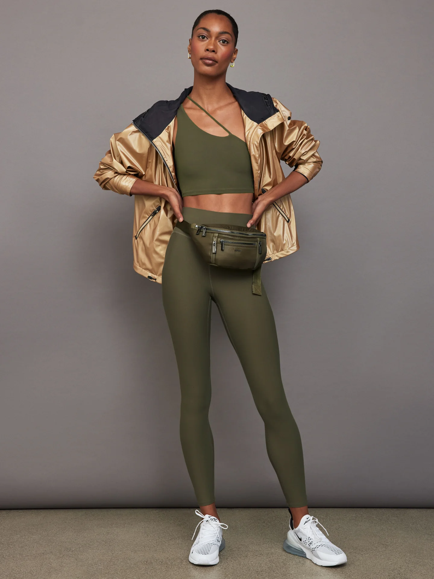 One Shoulder Convertible Bra Top in Melt - Olive - Image 3