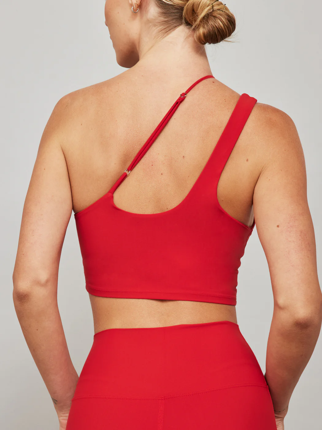 One Shoulder Convertible Bra Top in Melt - Haute Red - Image 4