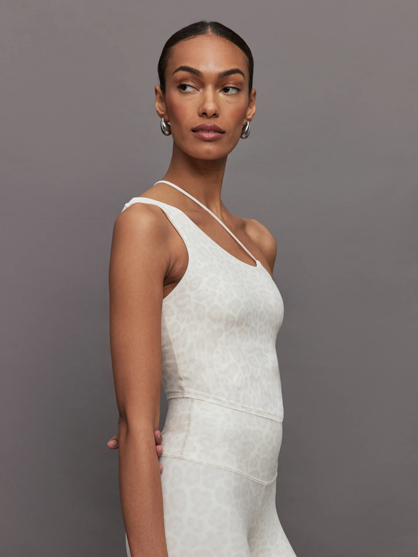 One Shoulder Convertible Tank in Melt - Snow Leopard - Image 4
