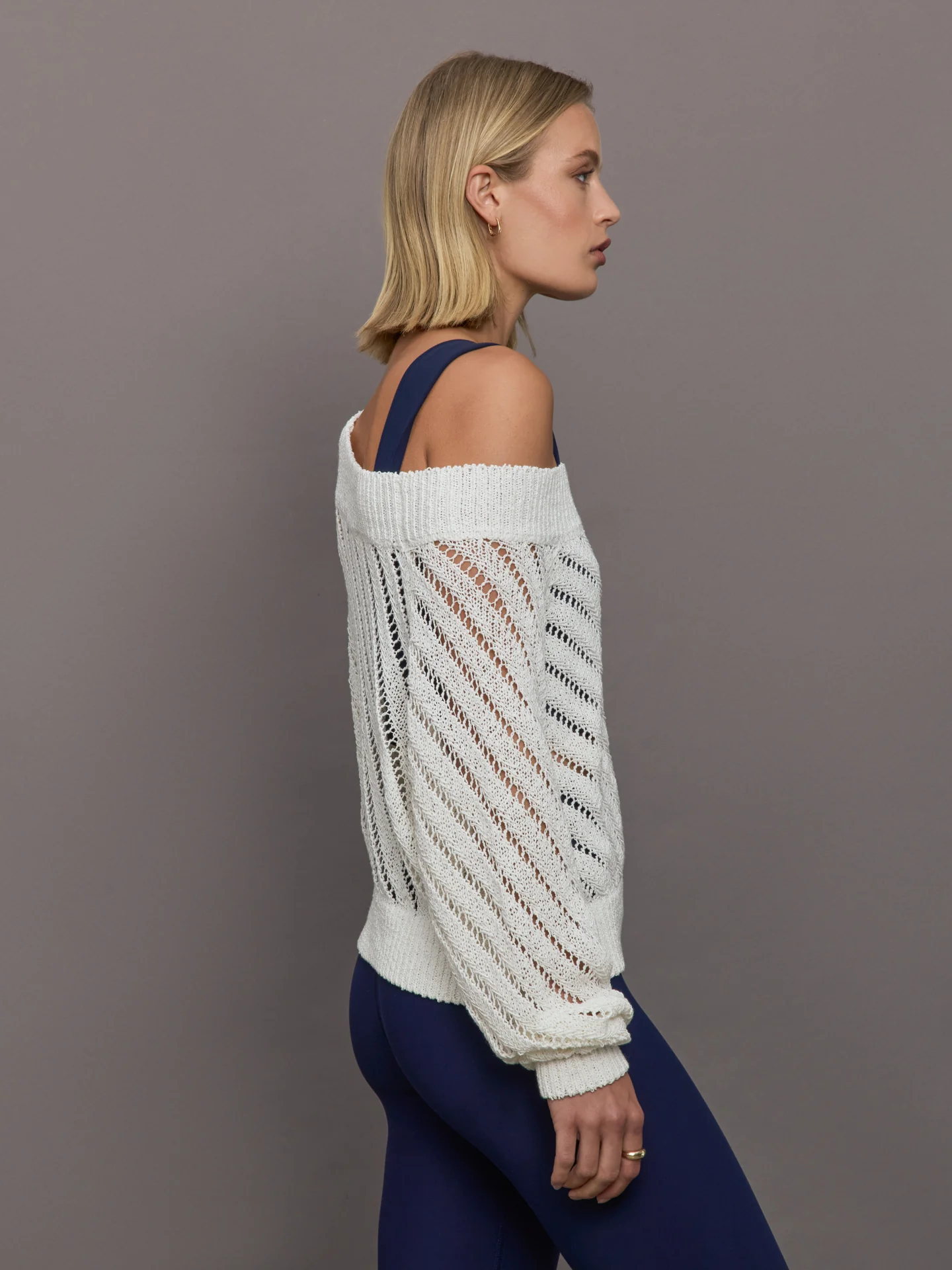 Open Knit Sweater - White - Image 3