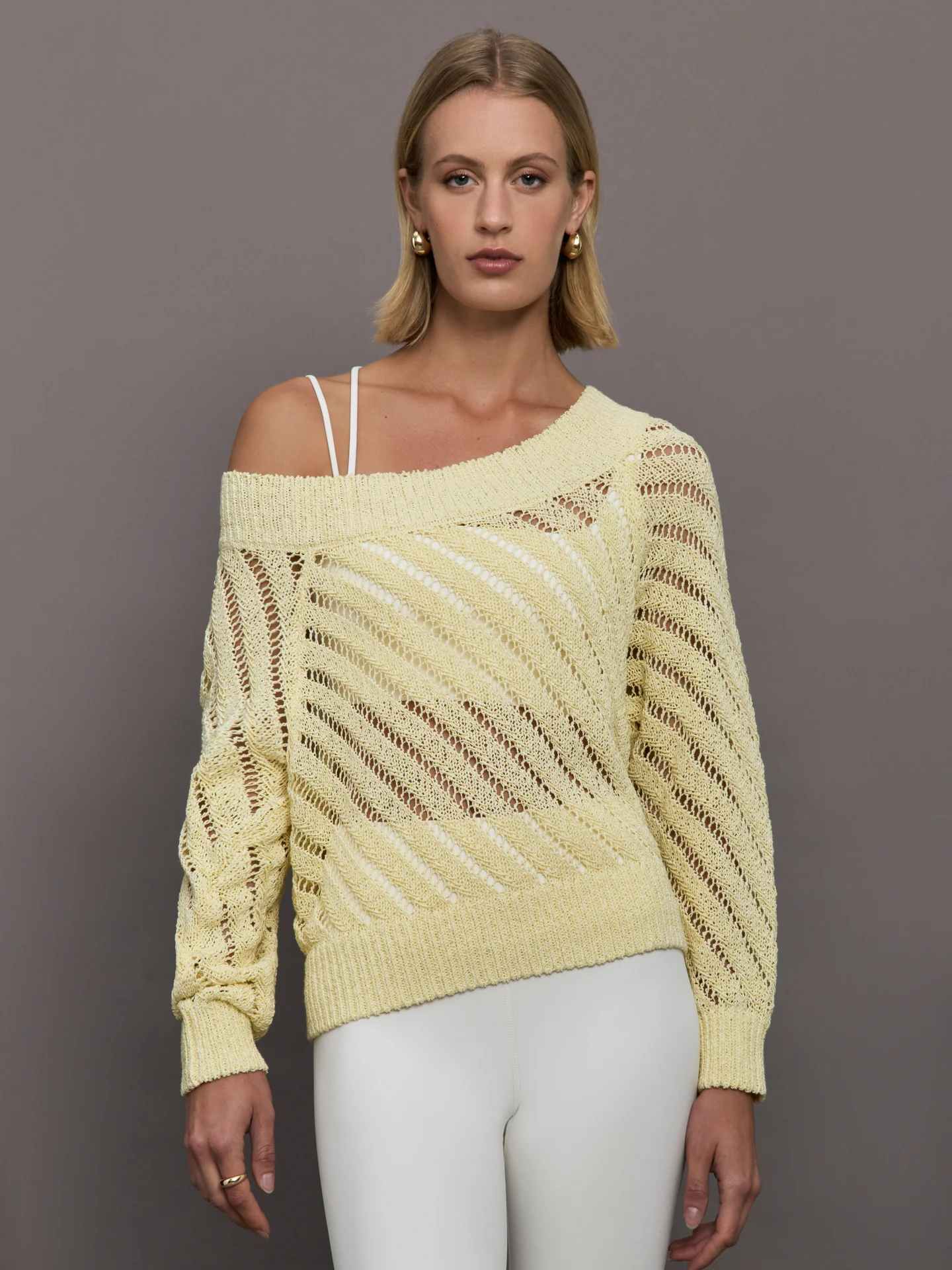 Open Knit Sweater - Yellow