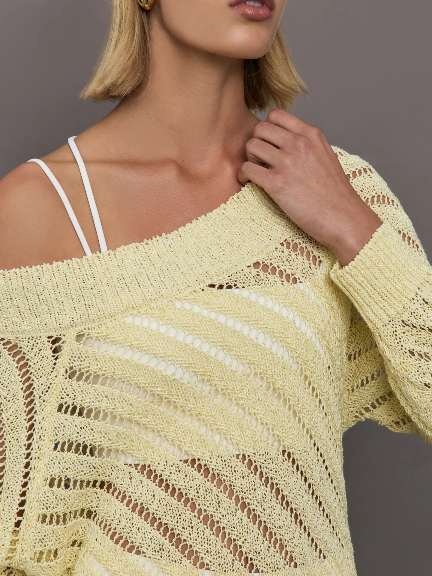 Open Knit Sweater - Yellow - Image 3