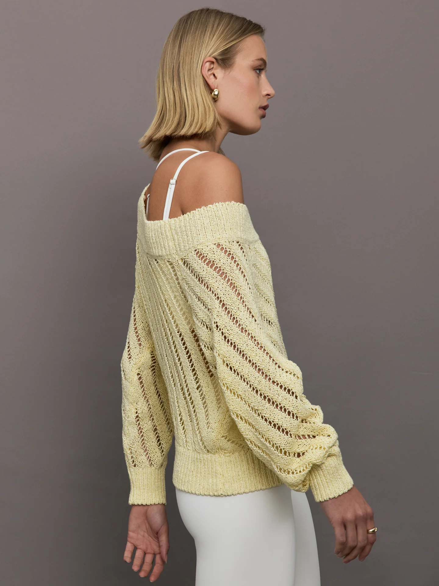Open Knit Sweater - Yellow - Image 4