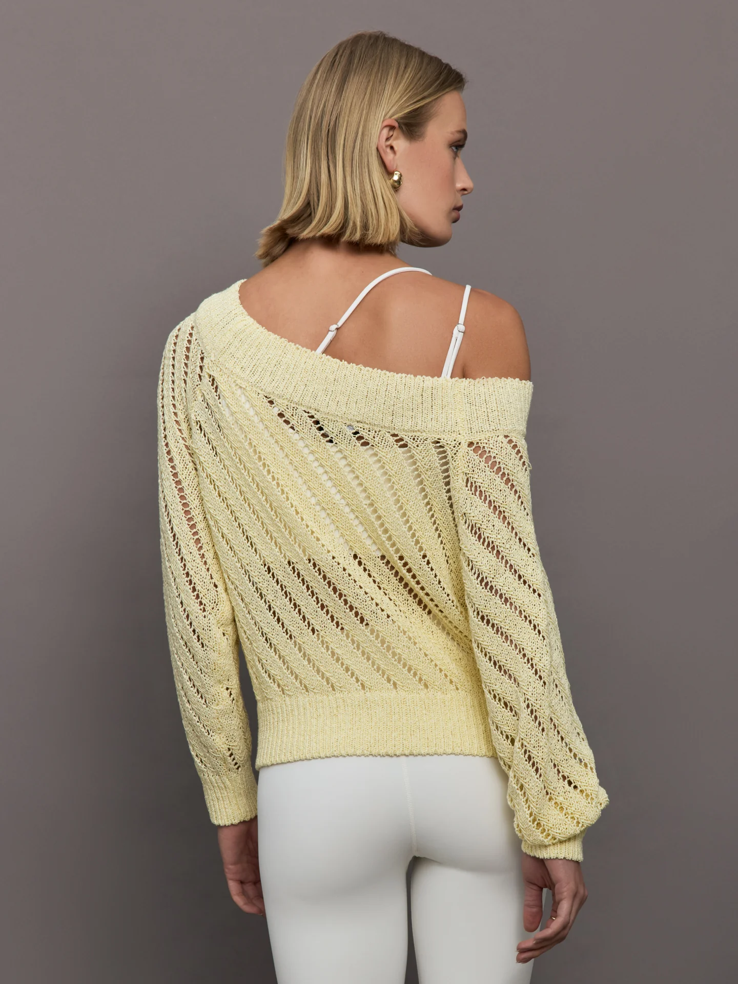 Open Knit Sweater - Yellow - Image 5