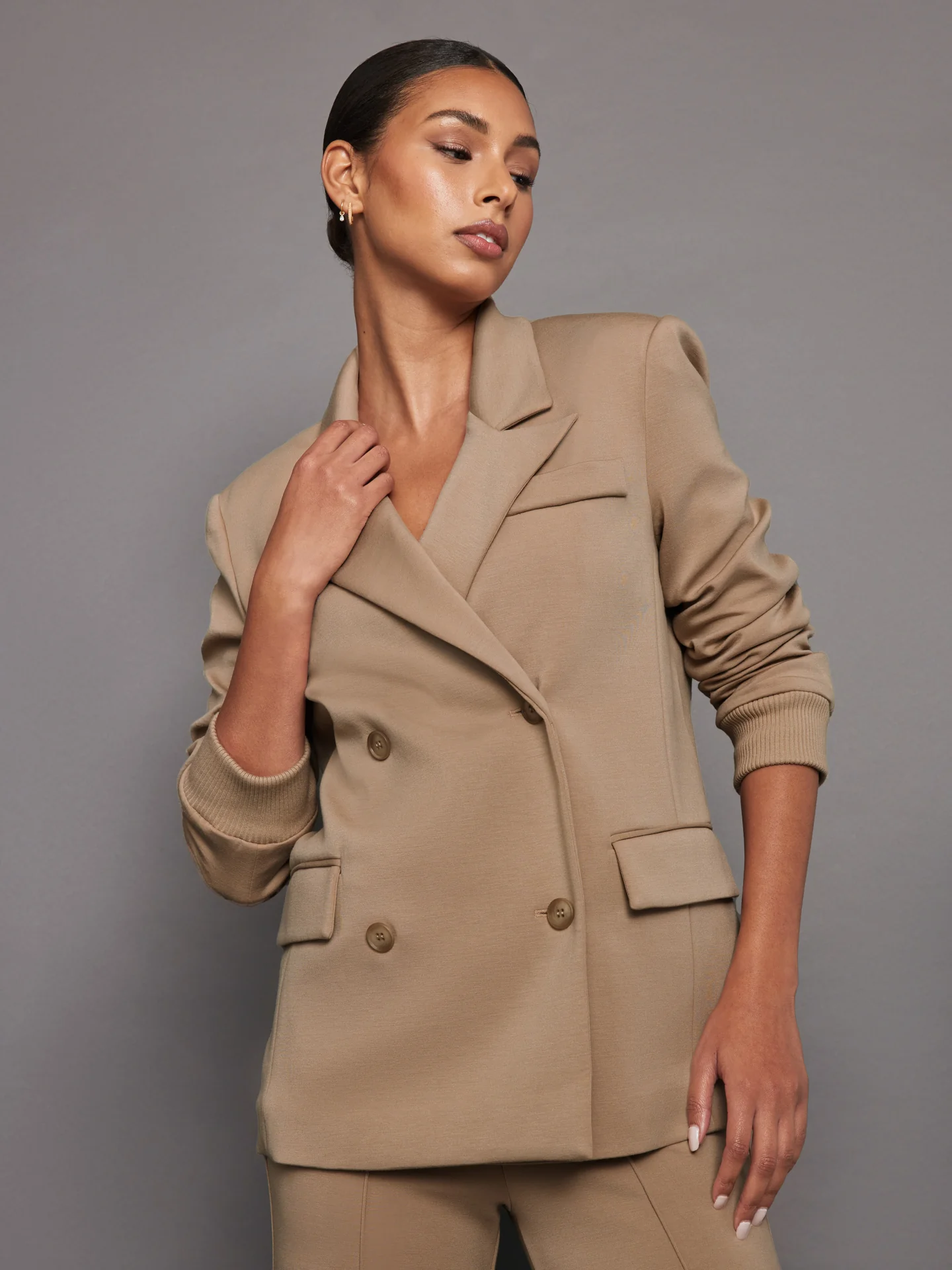 Oversized Blazer with Cuffs - Beige
