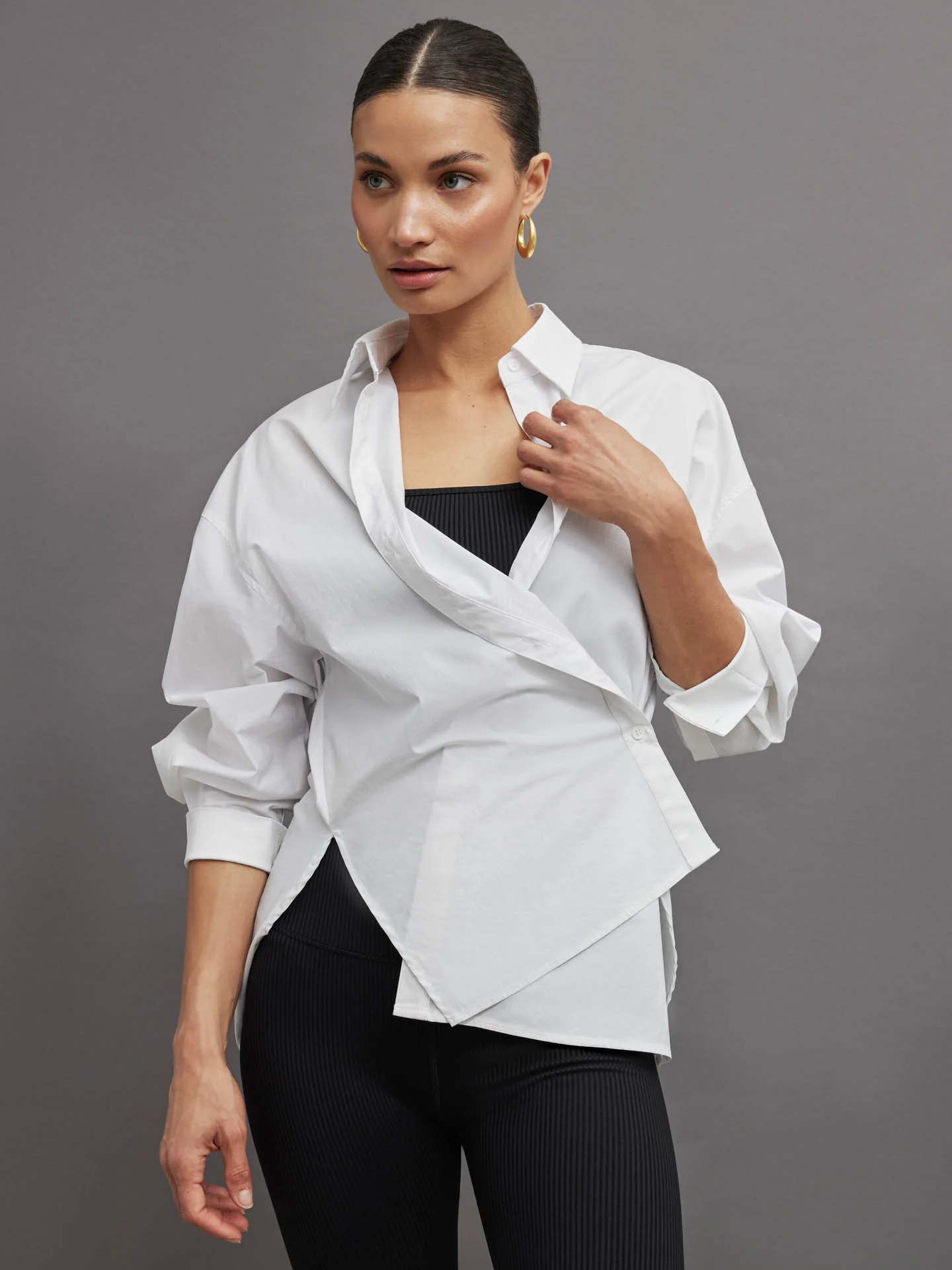Oversized Button Up Shirt - White - Image 2