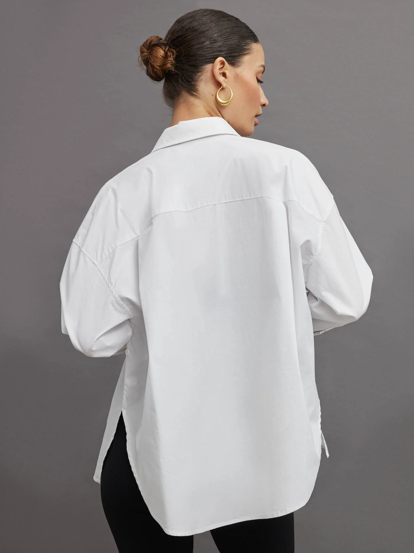 Oversized Button Up Shirt - White - Image 4