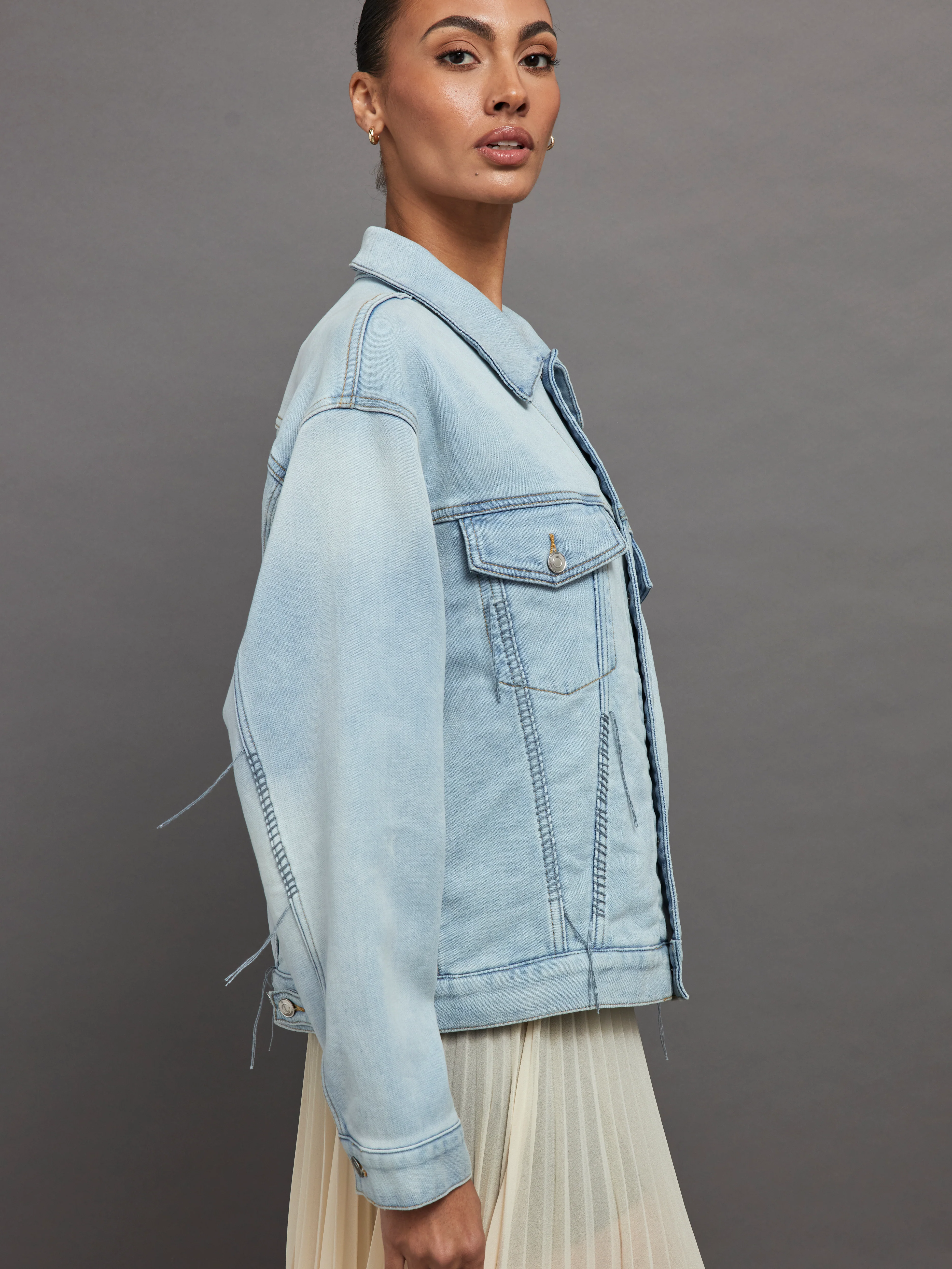 Oversized Denim Jacket - Denim Blue - Image 3