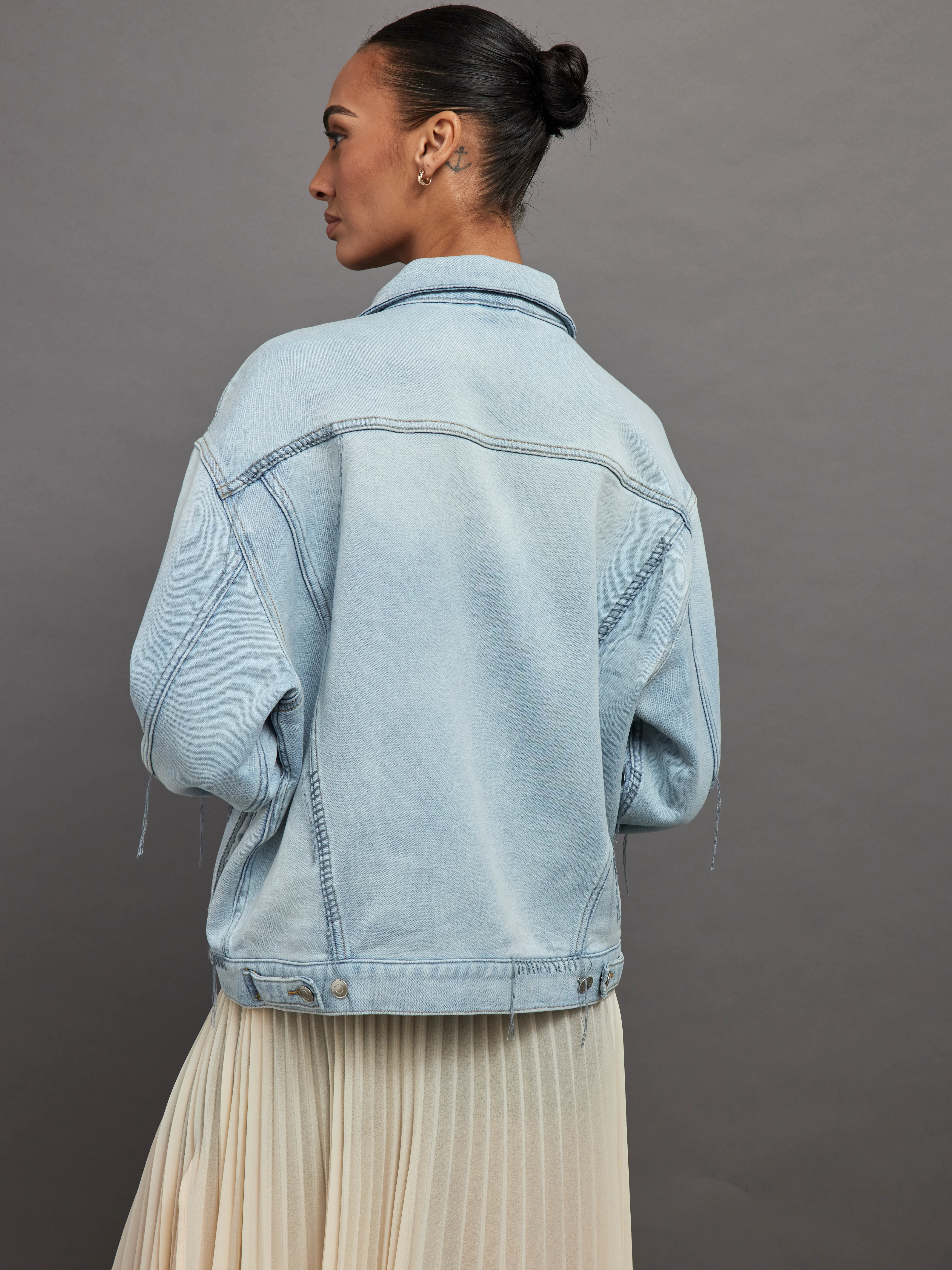 Oversized Denim Jacket - Denim Blue - Image 4