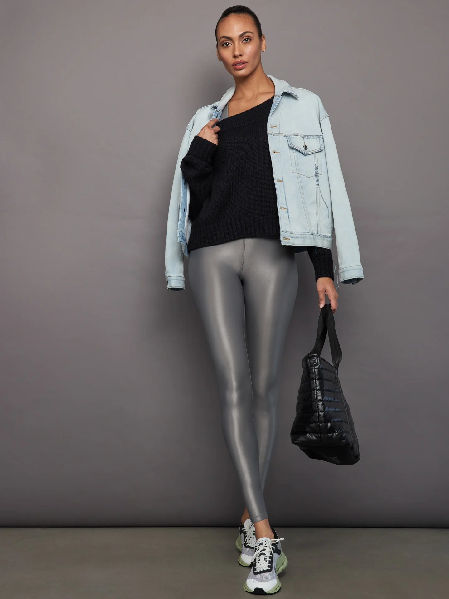 Slouchy Knit Sweater - Black - Image 2