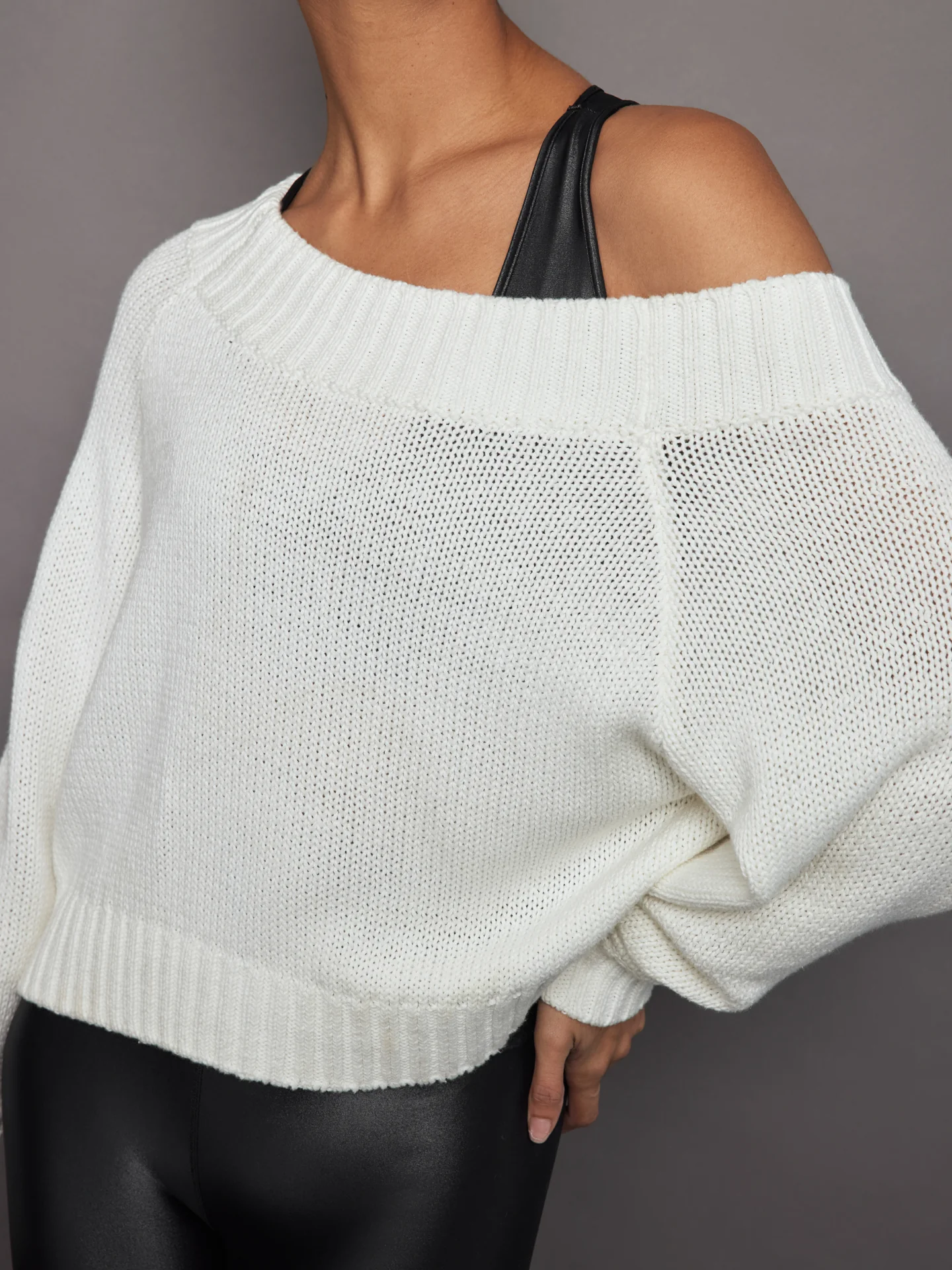 Slouchy Knit Sweater - Off White - Image 5