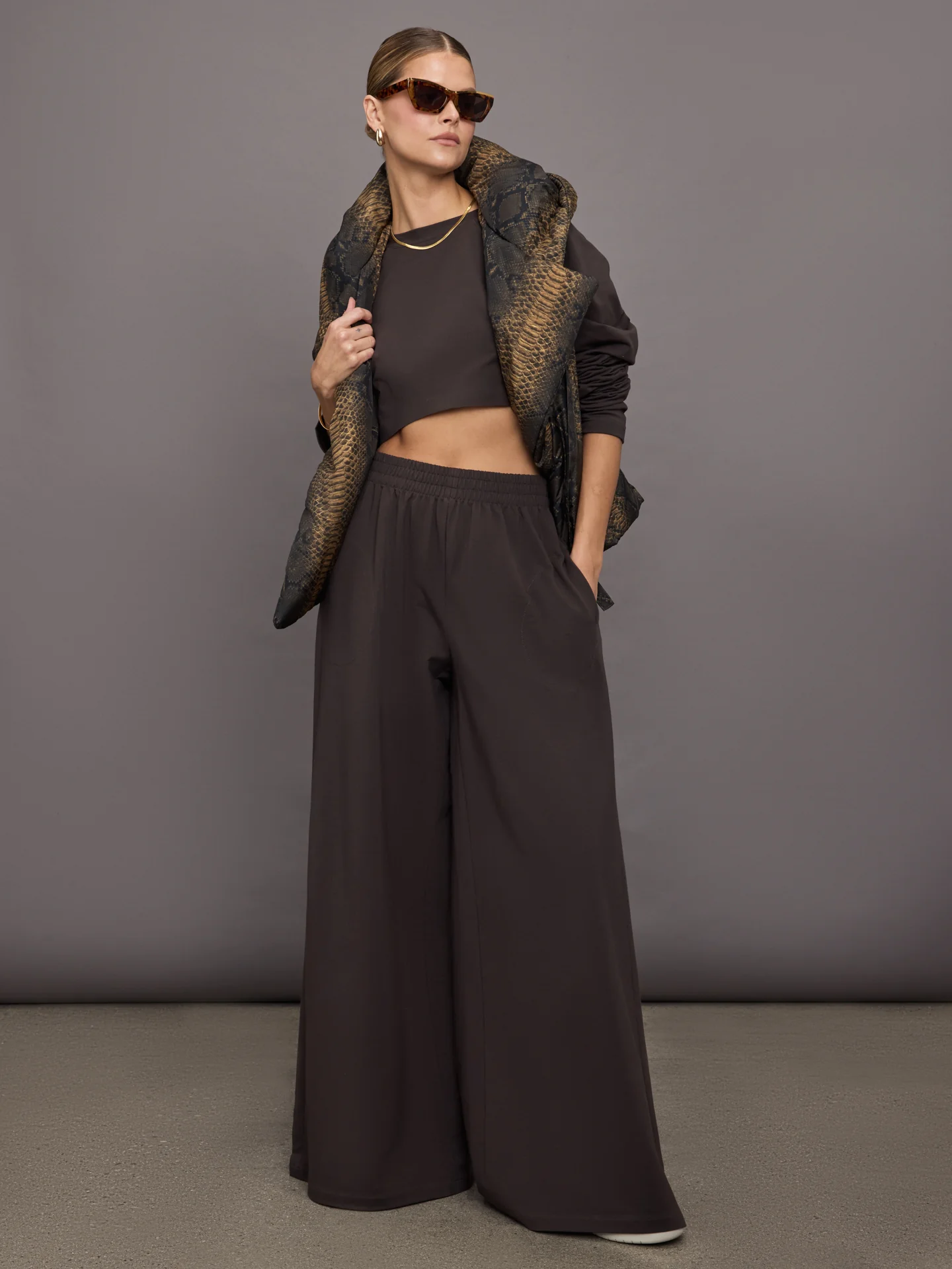 Oversized Raglan Sleeve Cropped Top - Espresso - Image 7