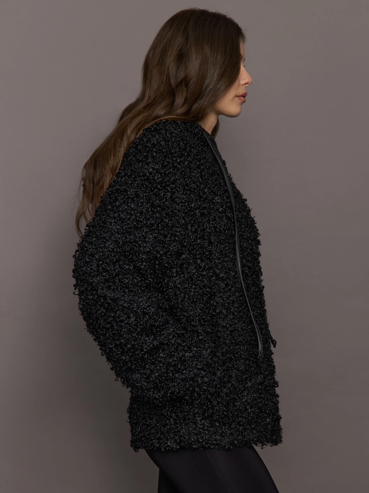 Oversized Raglan Sleeve Zip Front Hooded Jacket - Black - Image 3