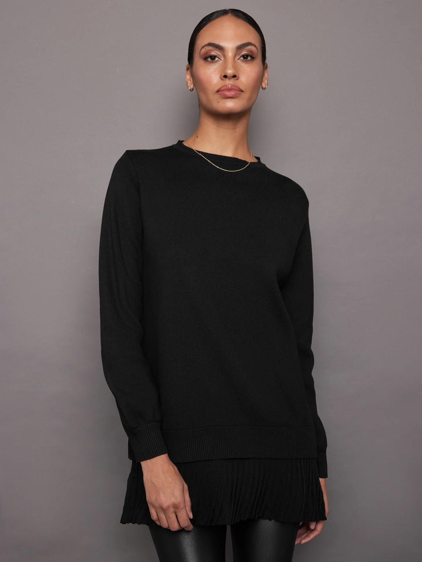 Pallas Pleated Sweatshirt Dress - Black - Image 3