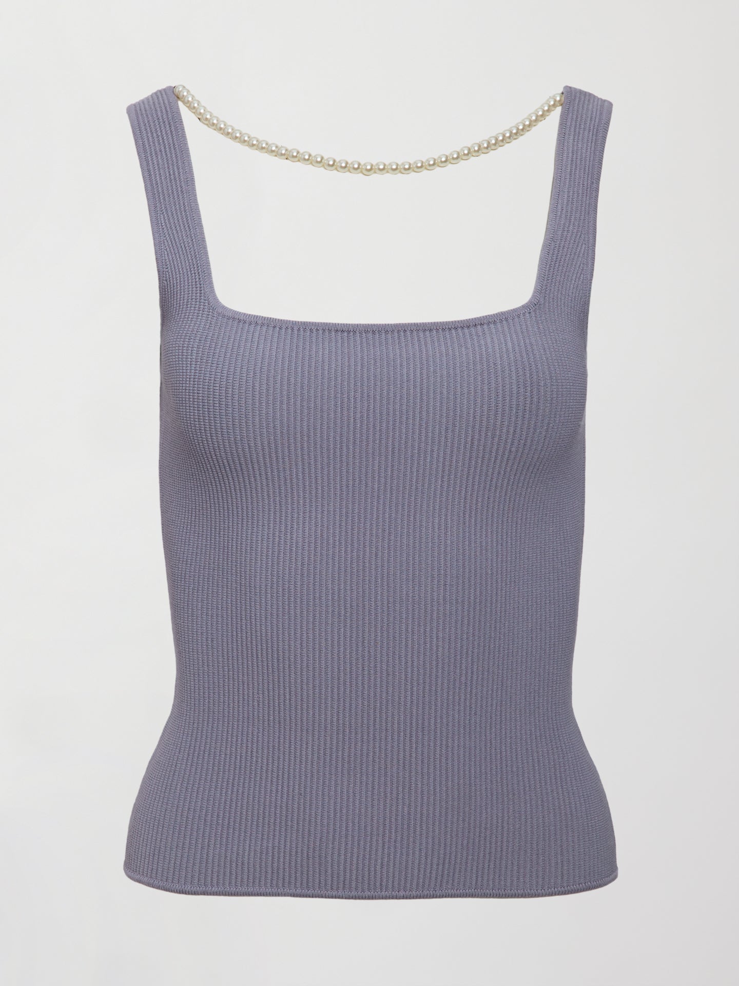 Pearl Necklace Sweater Tank - Lavender Grey - Image 6