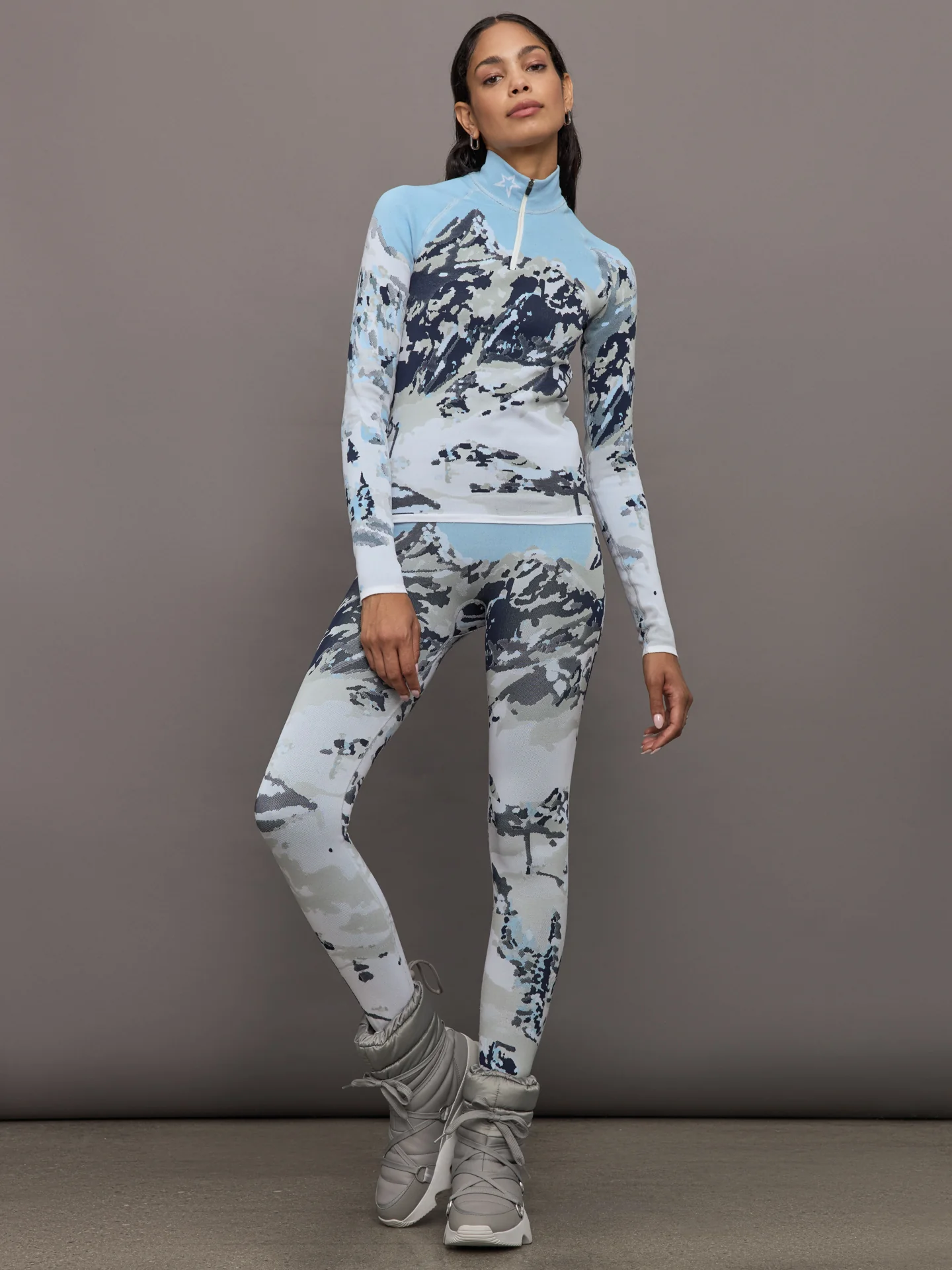 Perfect Jacquard 1/4 Zip Baselayer - Landscape Print - Image 2
