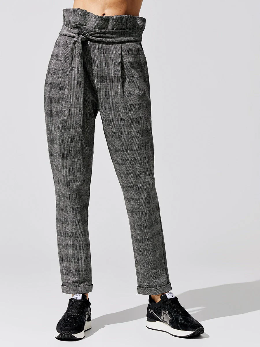 Plaid Paperbag Pants - Grey Plaid - Image 4