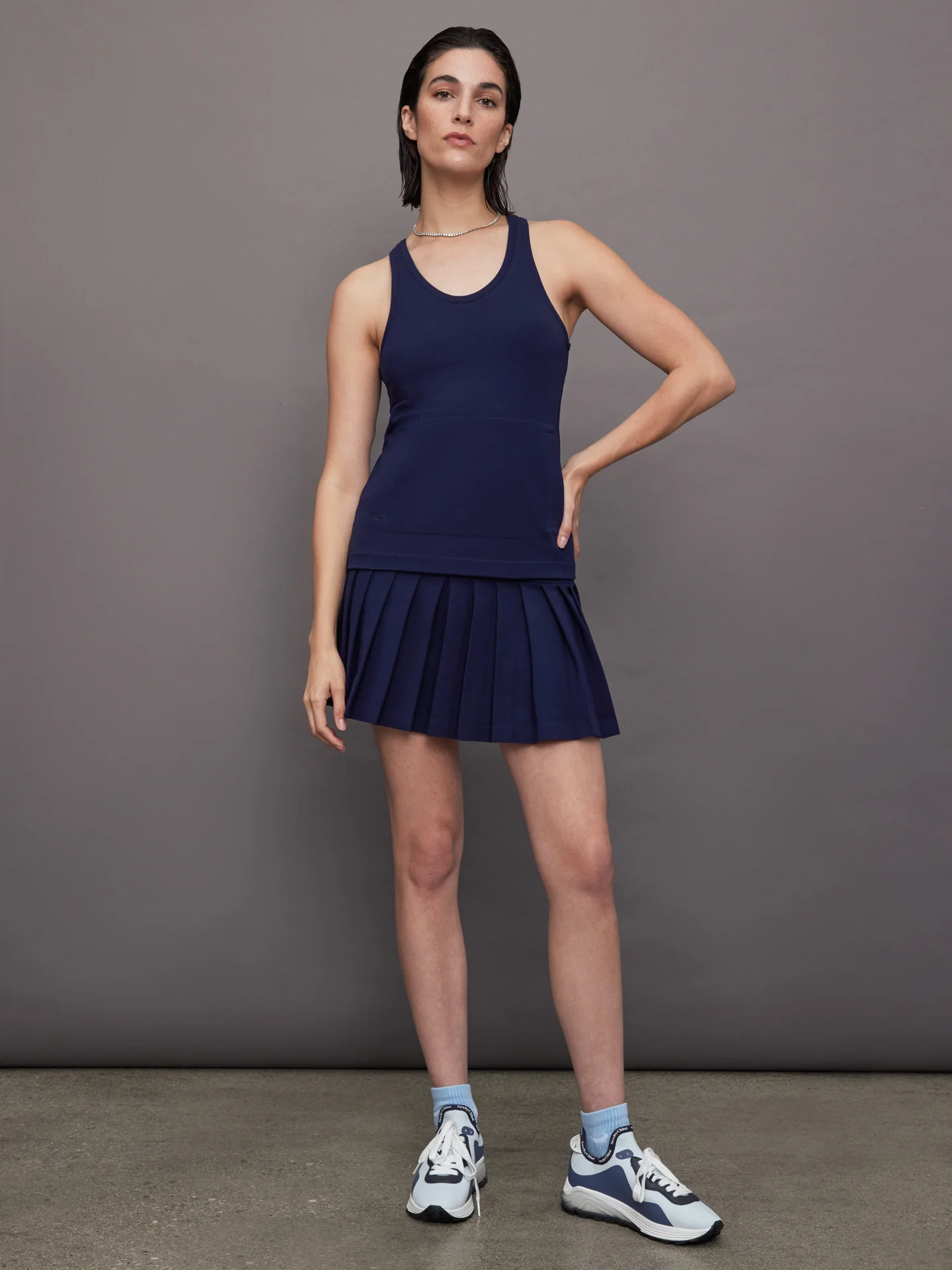 Pleated Mini Skirt - True Navy - Image 5