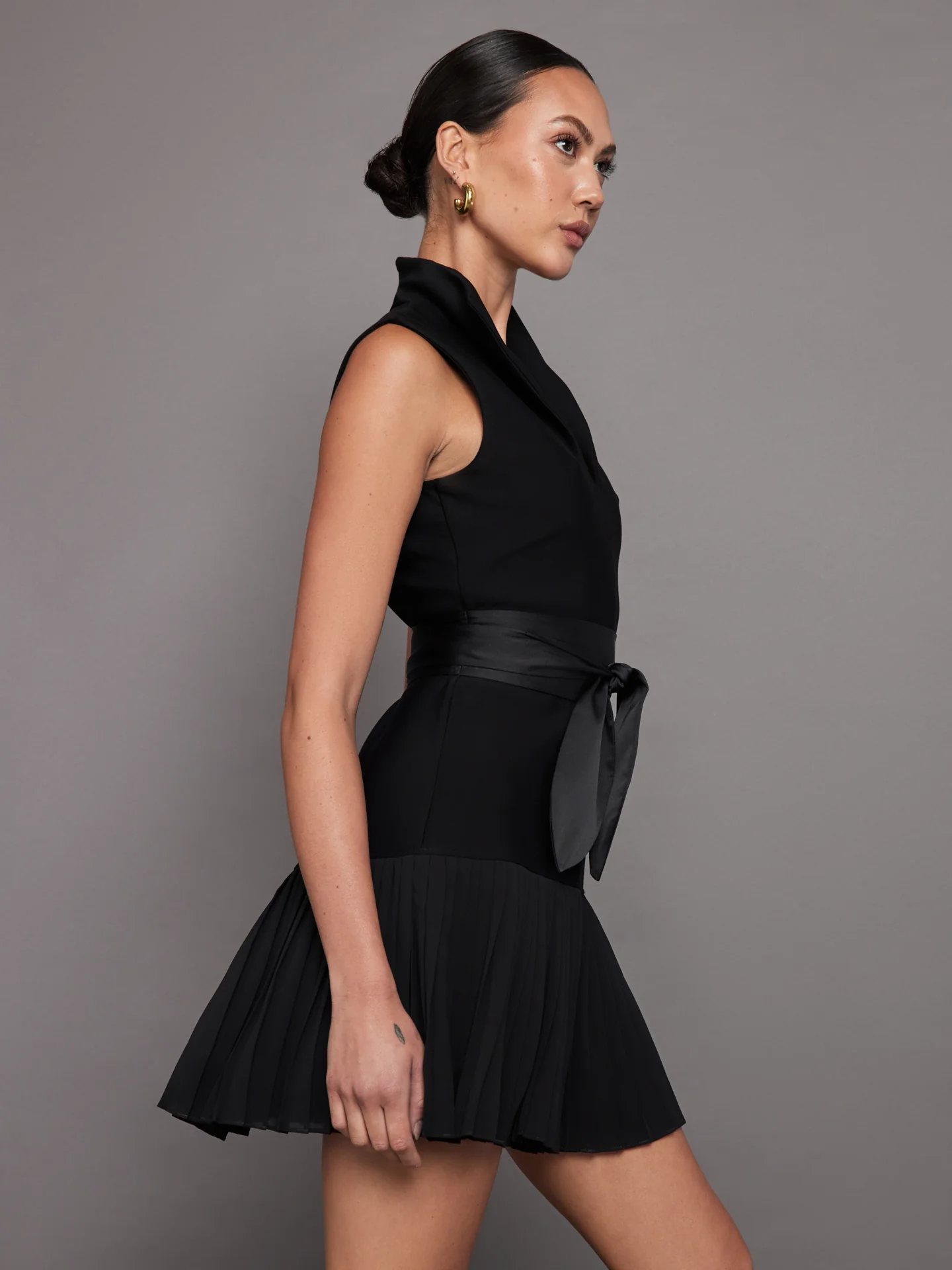 Pleated Tennis Dress - Black - Image 3