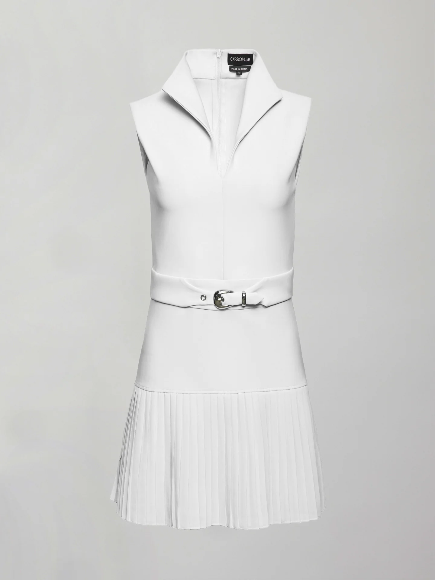 Pleated Tennis Dress in Scuba - White - Image 8