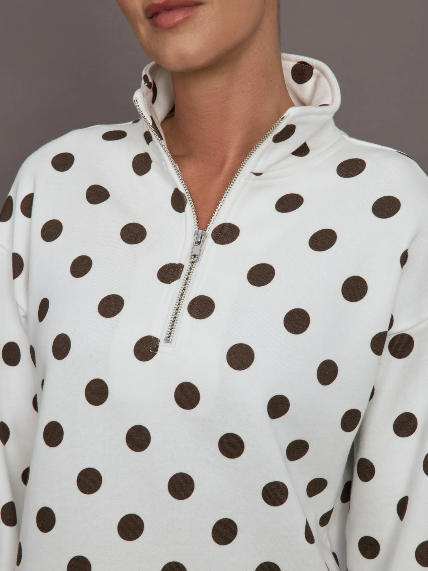 Polka Dot Half Zip - White/Carafe Polka Dot - Image 5