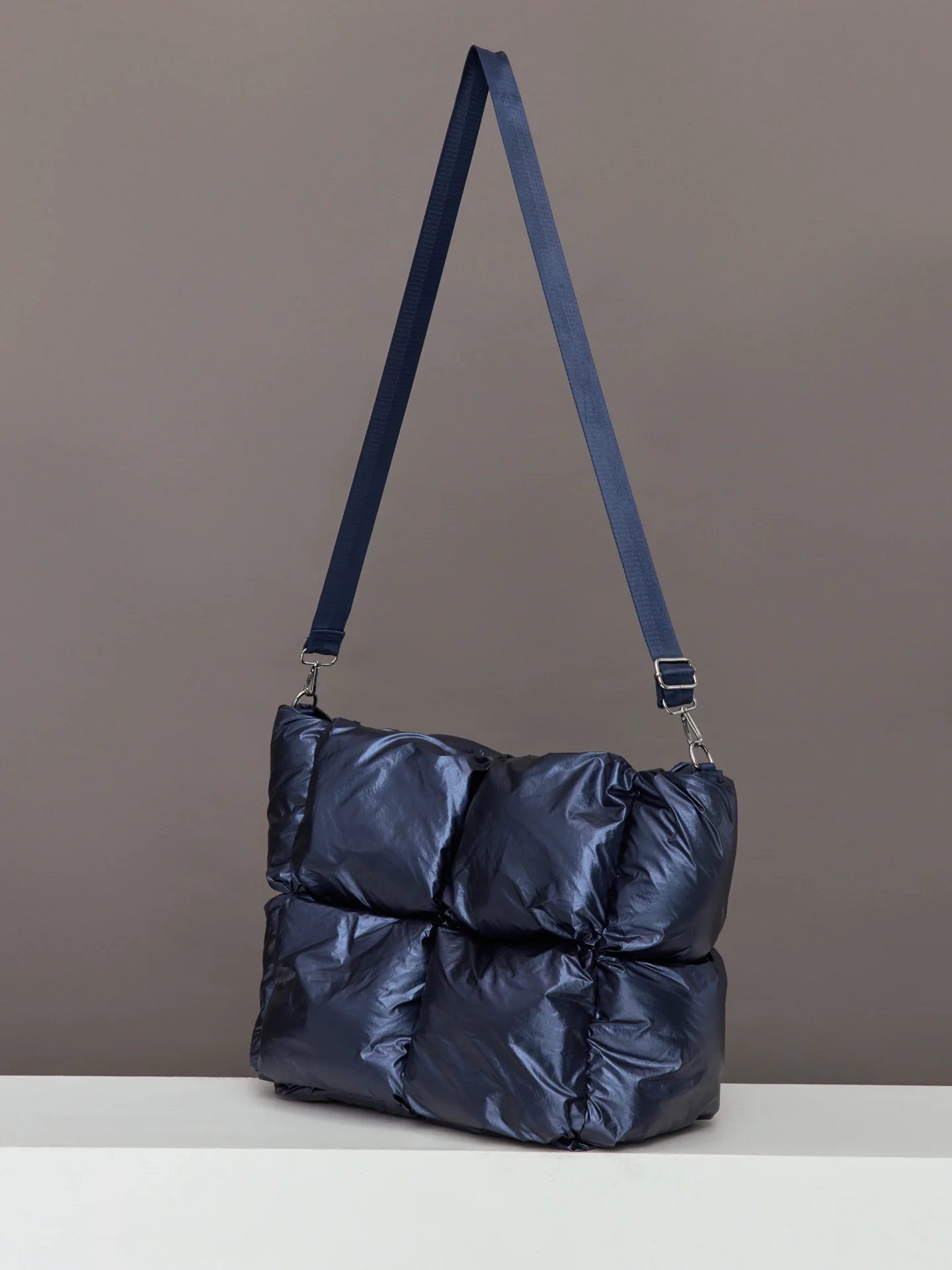 Quilted Tote Bag - Navy Blazer Shine - Image 4