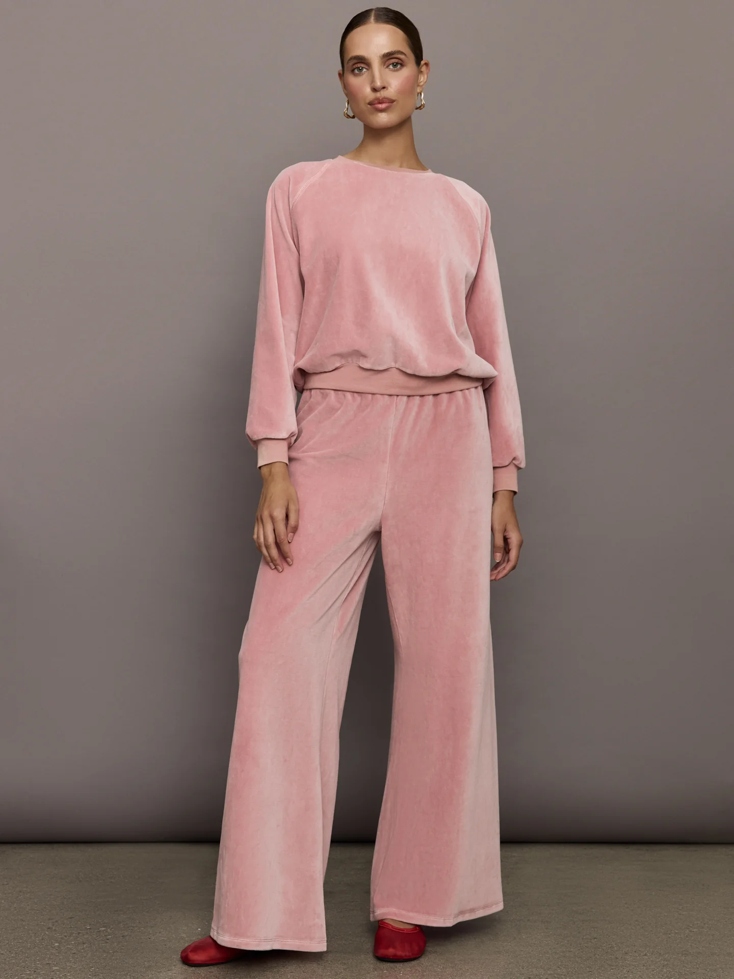 Raglan Pullover in Velour - Blush - Image 2