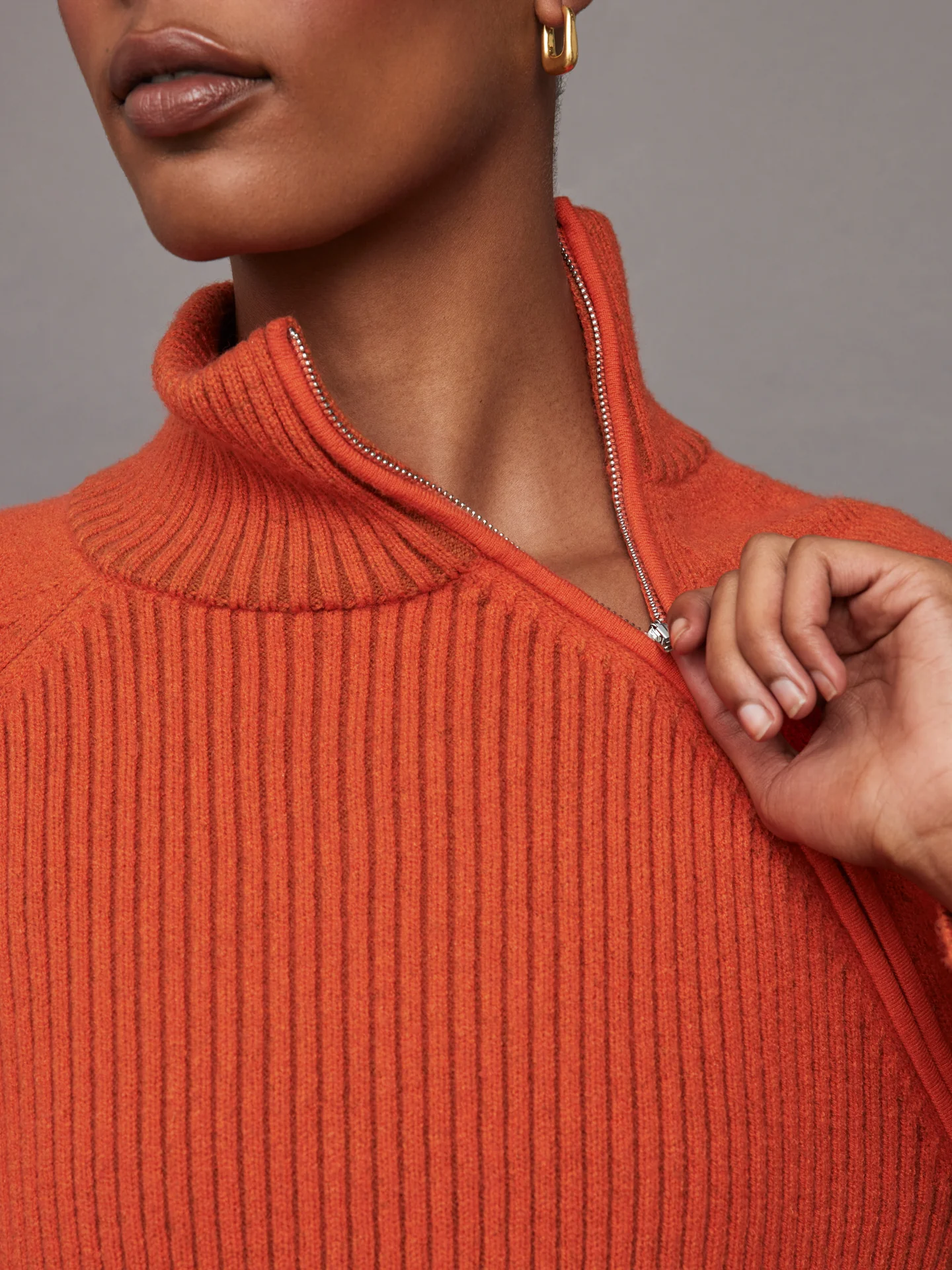 Raglan Zip Pullover - Orange - Image 4