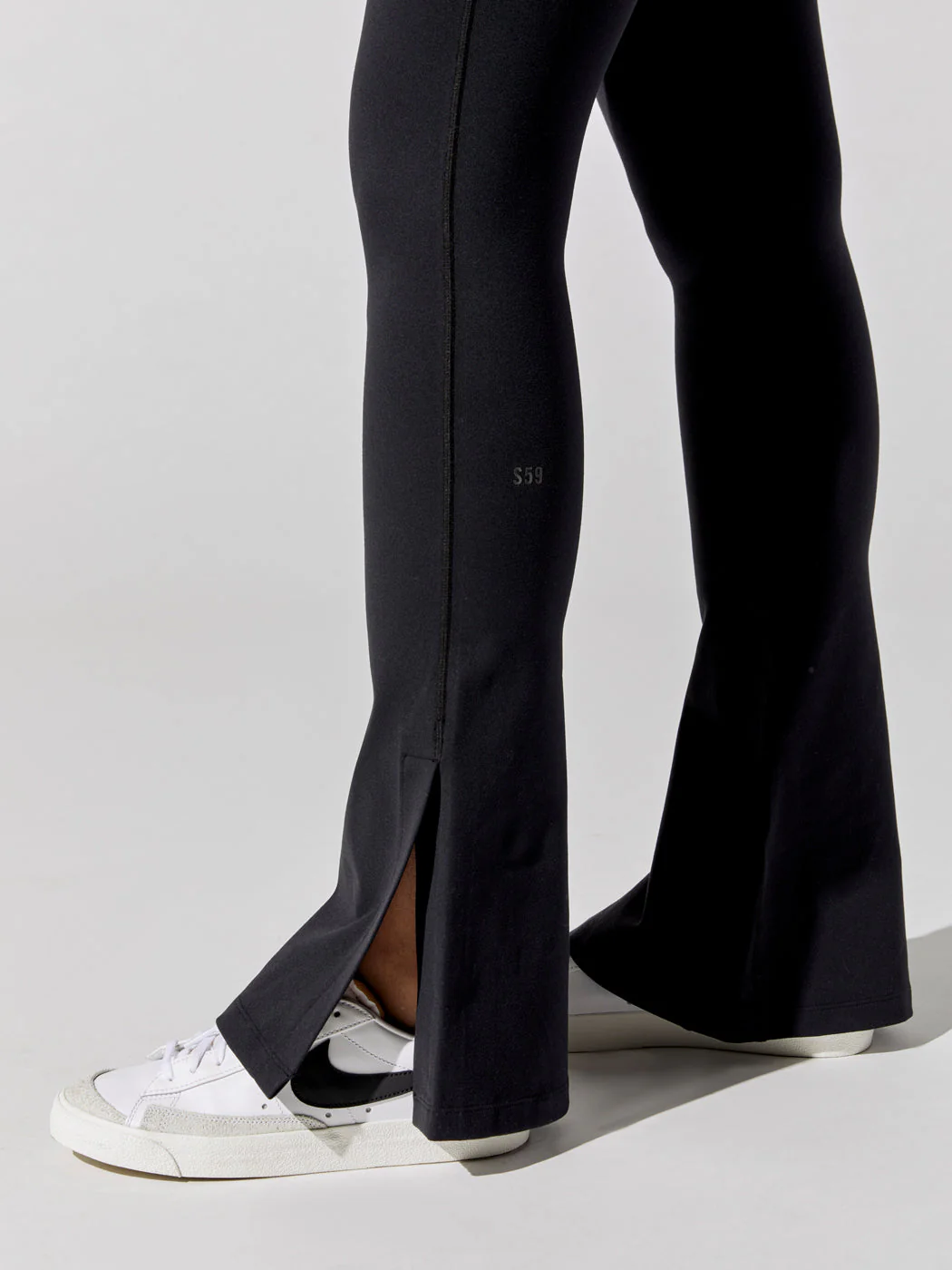 Raquel High Waist Supplex Flare with Side Slit - Black - Image 3