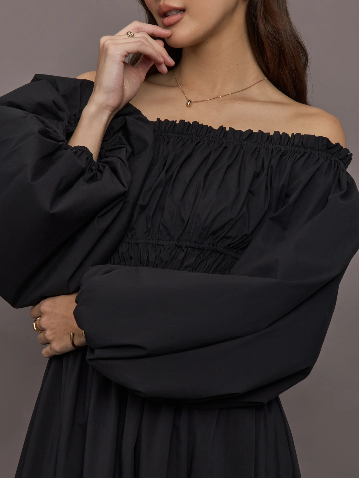 Raquela Off The Shoulder Ruffle Maxi Dress - Black - Image 4