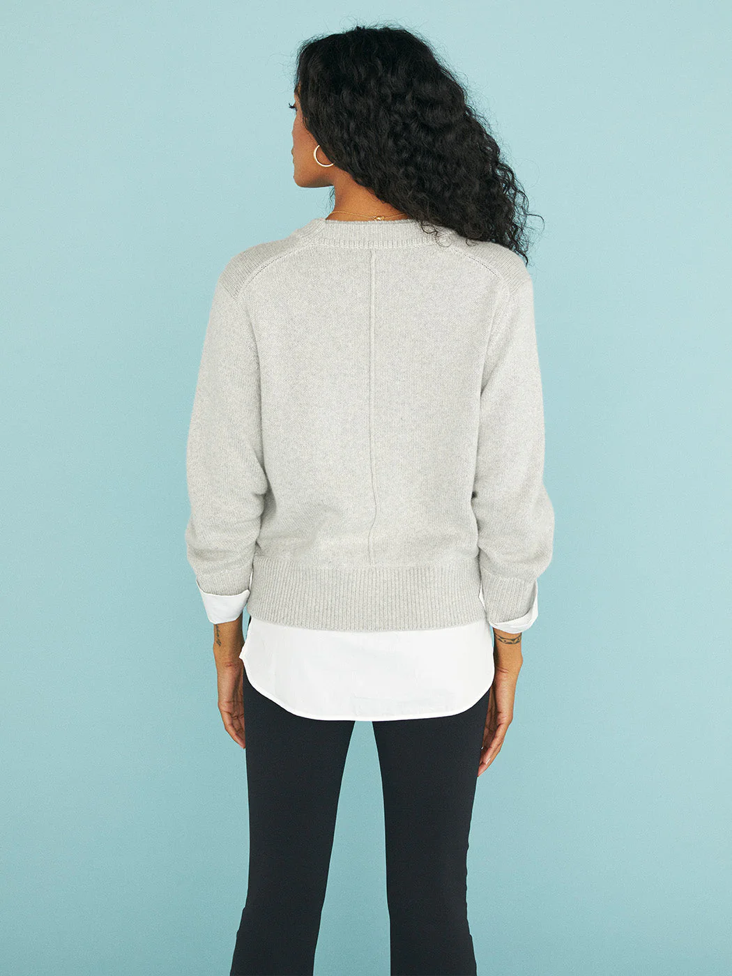 Raya Ruched Crew Looker - Oyster Grey Melange - Image 2