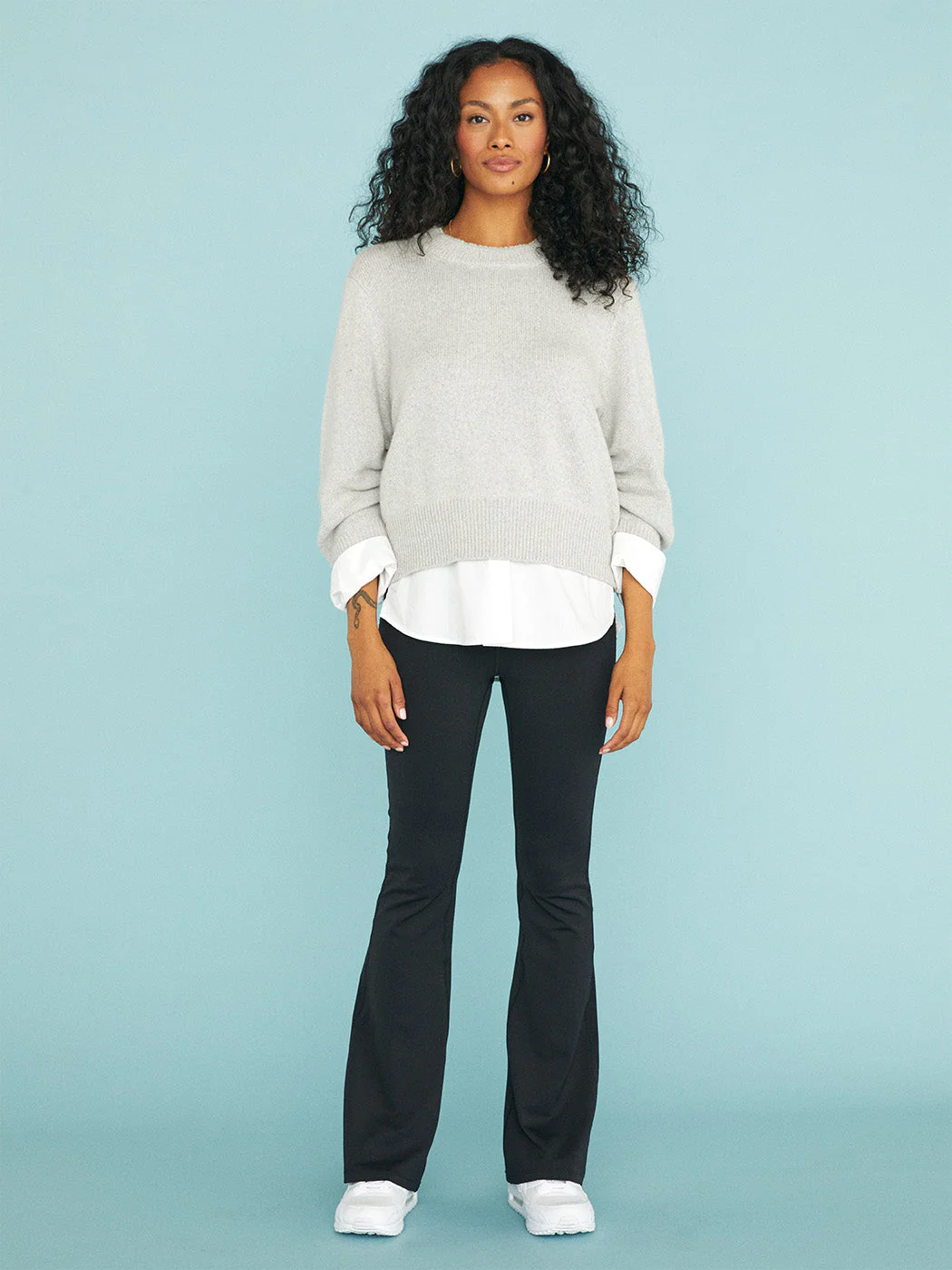 Raya Ruched Crew Looker - Oyster Grey Melange - Image 4