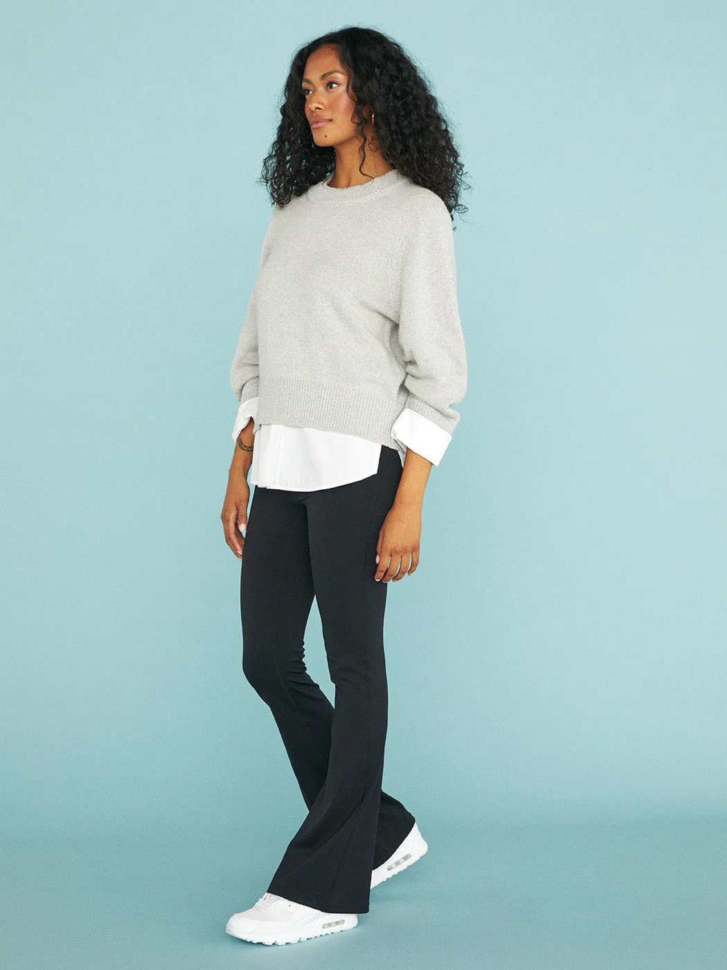 Raya Ruched Crew Looker - Oyster Grey Melange - Image 5