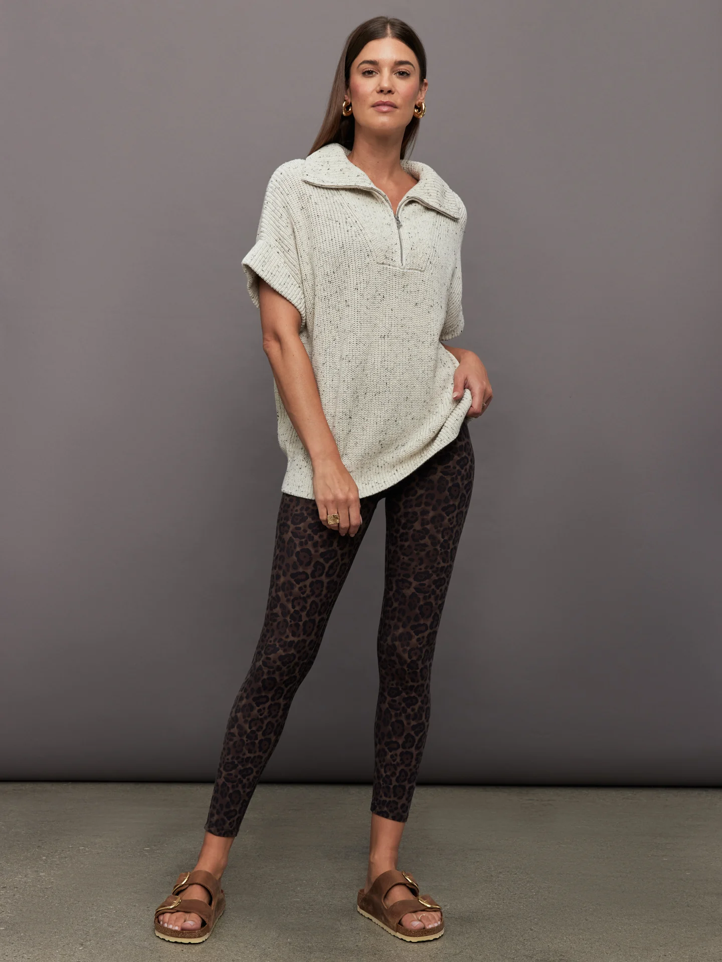 Reagan Knit Half Zip Tank - Vaporous Grey Fleck - Image 6