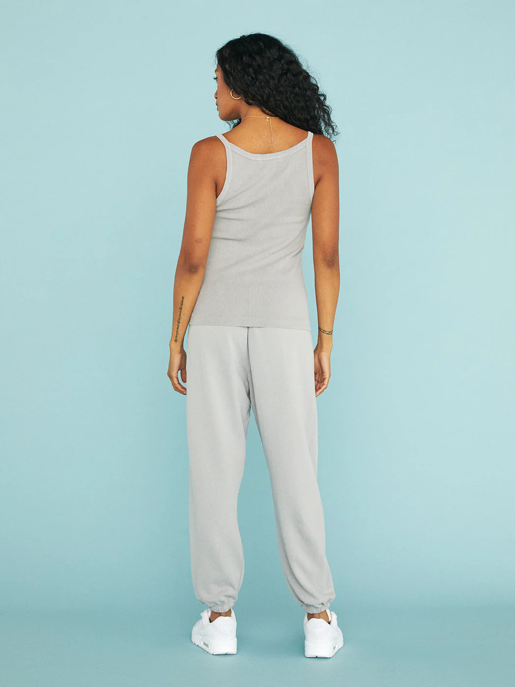 Annie Recycled Cotton Rib Tank - Pebble Grey - Image 7