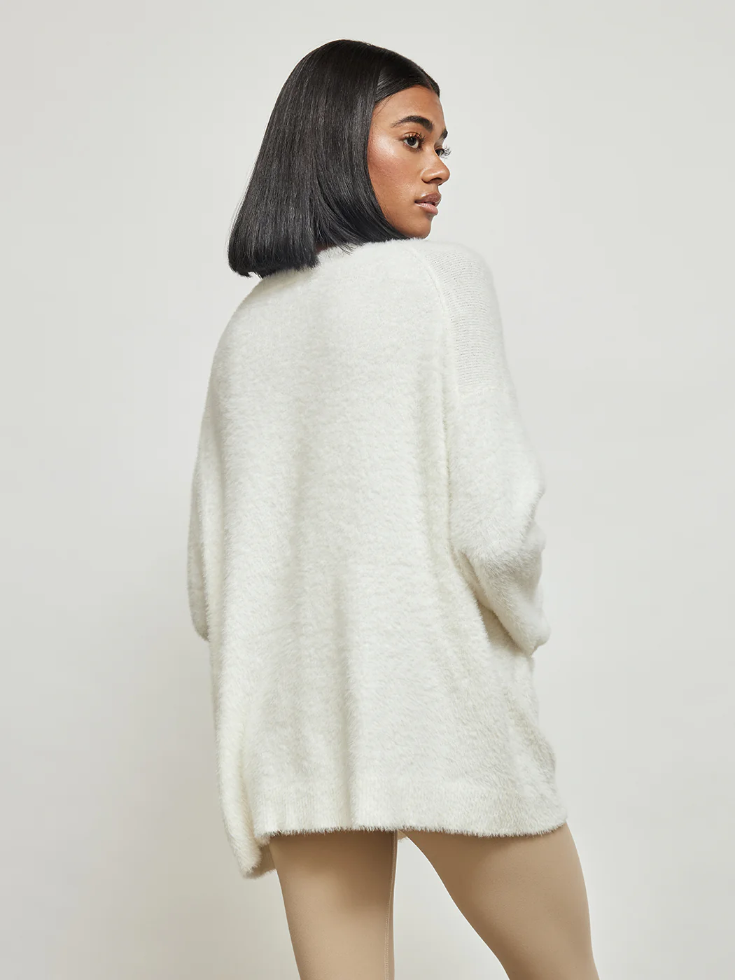 Short Eyelash Relaxed Cardigan - Ivory - Image 2