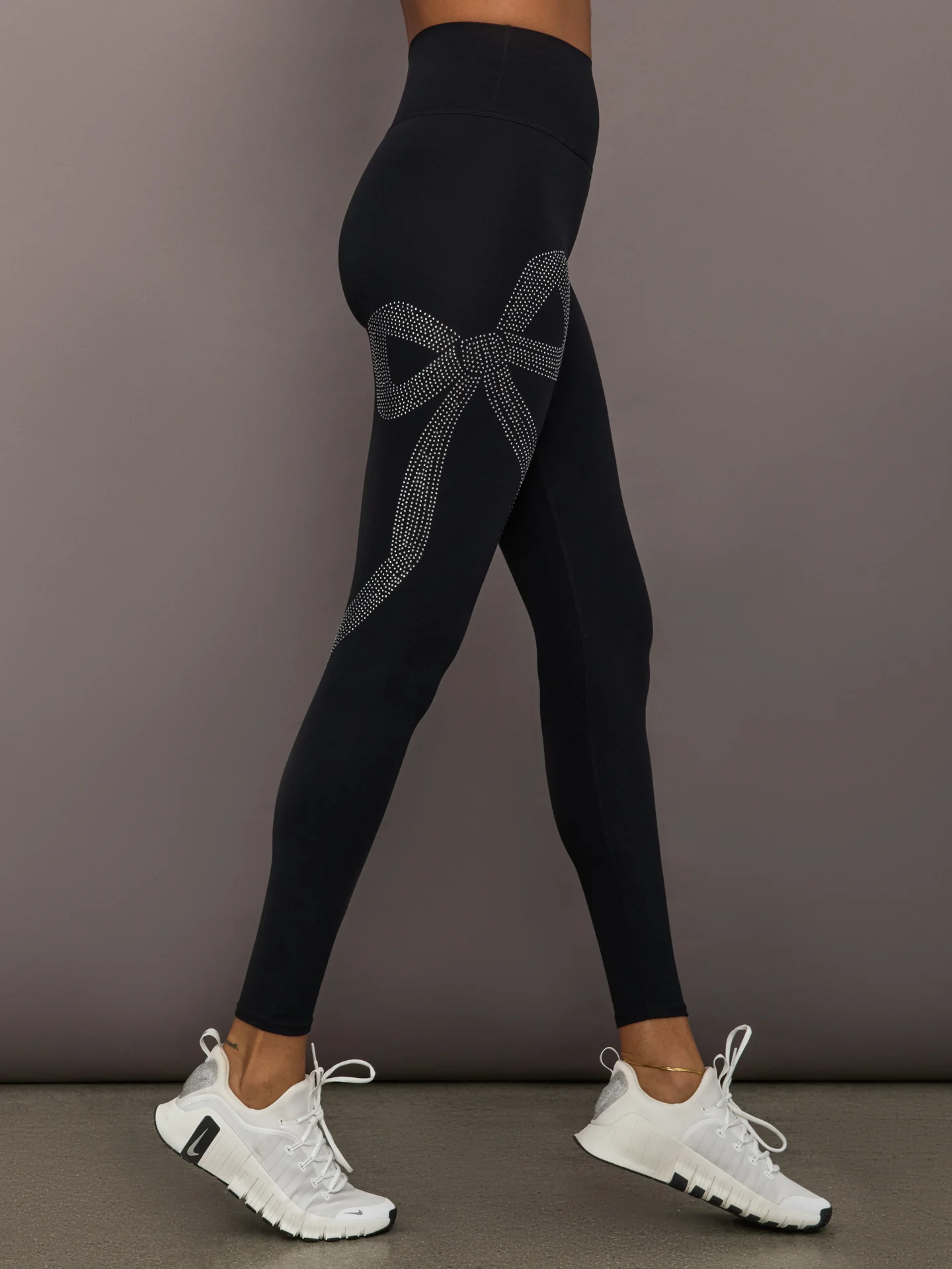 Rhinestone Bow Legging in Melt - Black