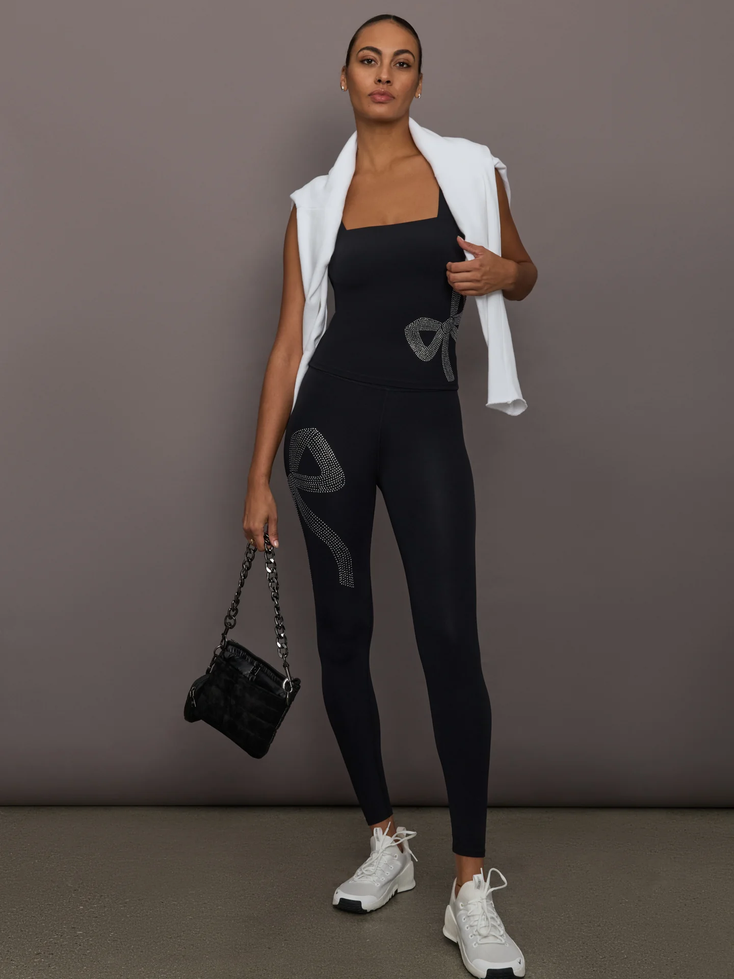 Rhinestone Bow Tank in Melt - Black - Image 2