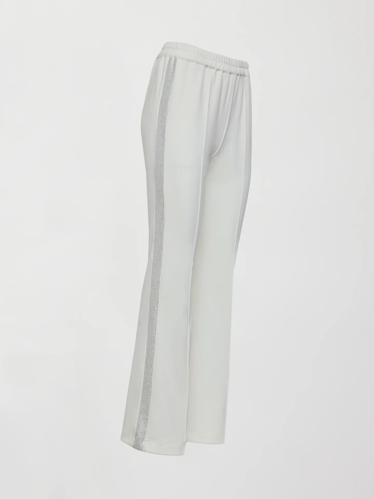 Rhinestone Fleece Flare Pant - White w/ Silver Rhinestones - Image 6