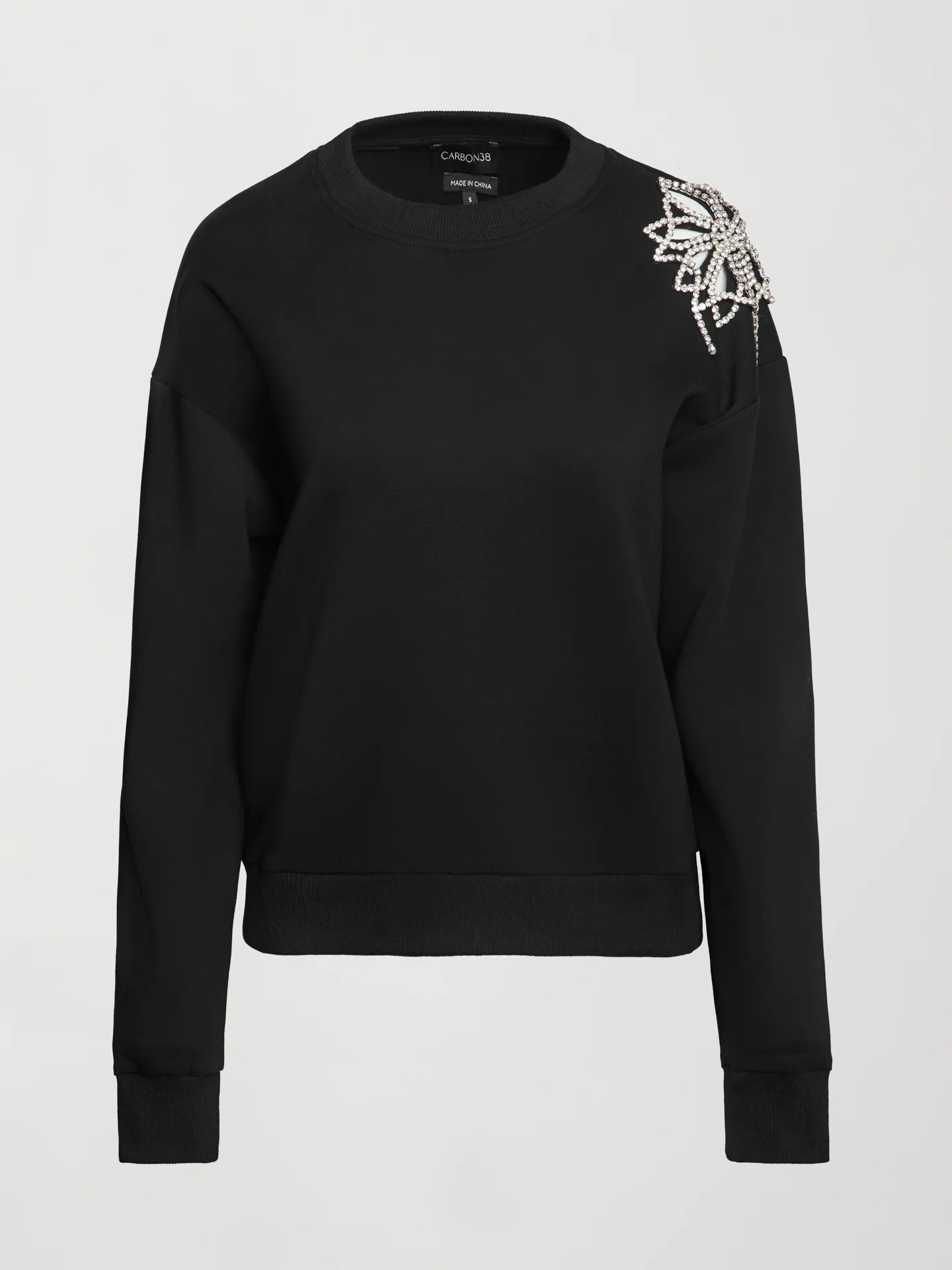 Rhinestone Cut Out Sweatshirt - Black - Image 5